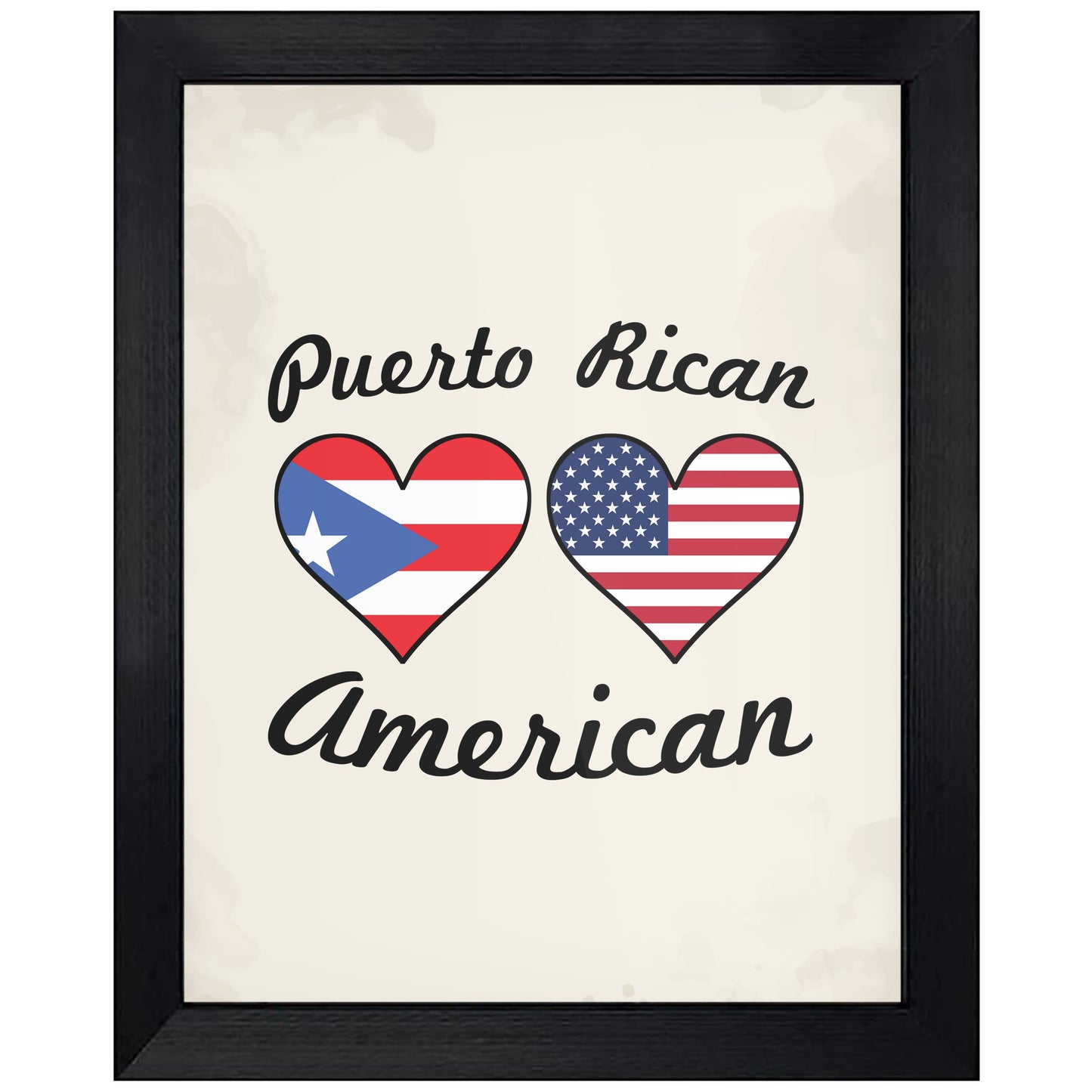 Puerto Rican American Flag Hearts 8"x10" Wall Art Print