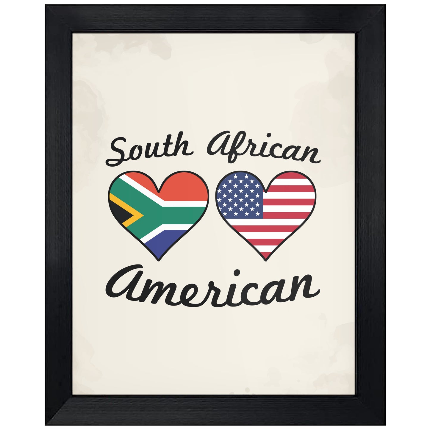 South African American Flag Hearts 8"x10" Wall Art Print
