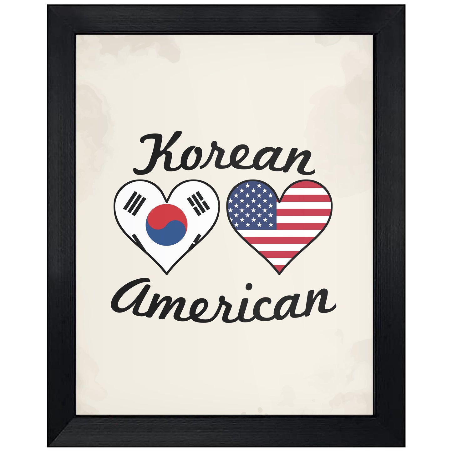 Korean American Flag Hearts 8"x10" Wall Art Print