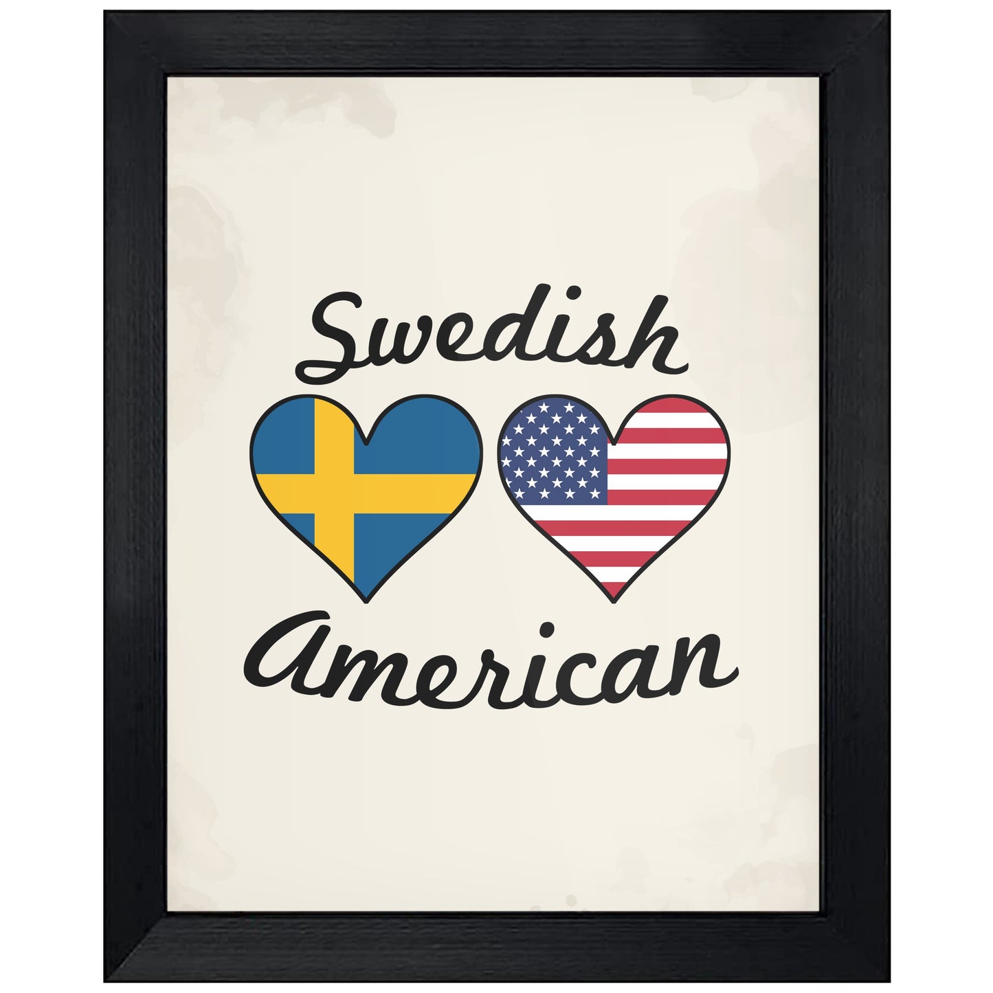 Swedish American Flag Hearts 8"x10" Wall Art Print