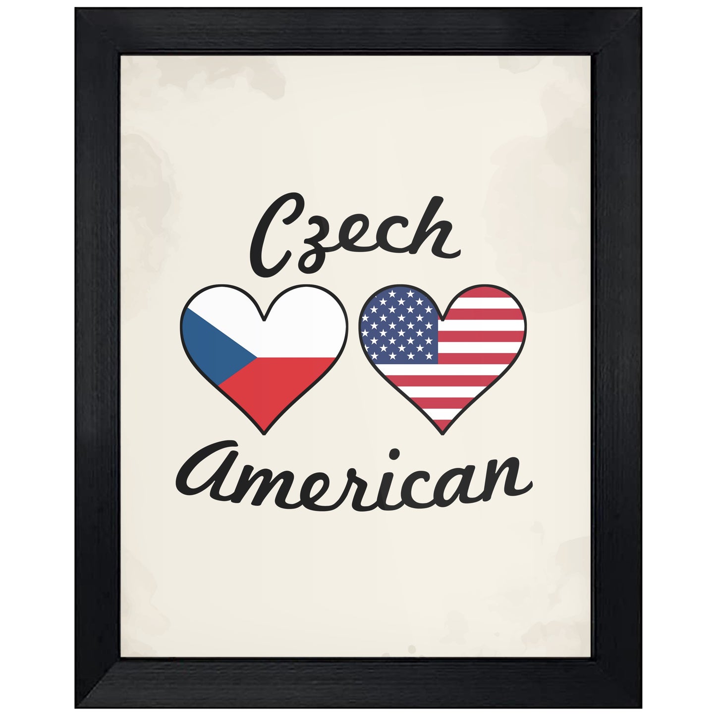 Czech American Flag Hearts 8"x10" Wall Art Print