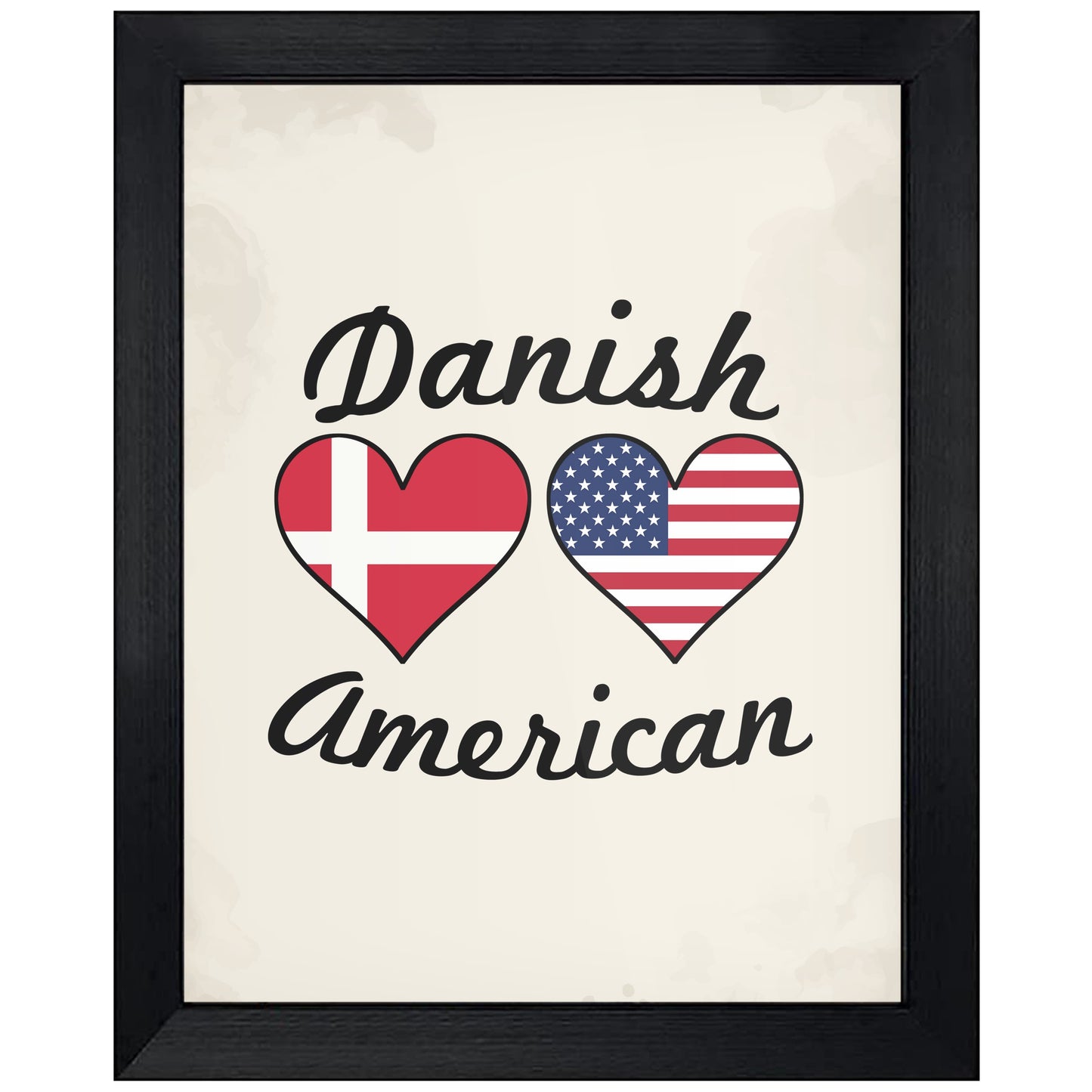 Danish American Flag Hearts 8"x10" Wall Art Print
