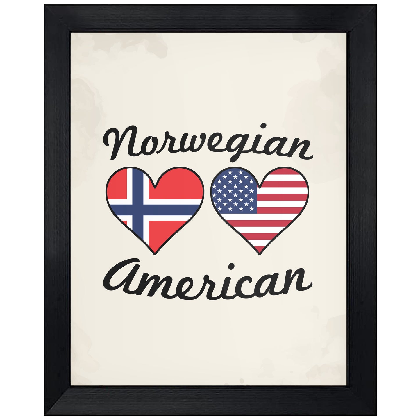 Norwegian American Flag Hearts 8"x10" Wall Art Print