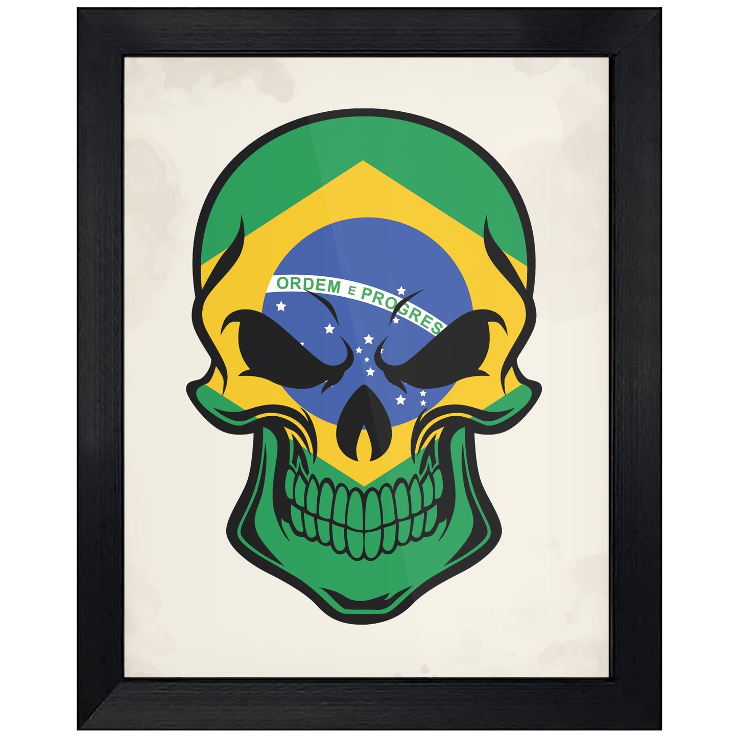 Brazilian Flag Brazil Skull Cool 8"x10" Wall Art Print