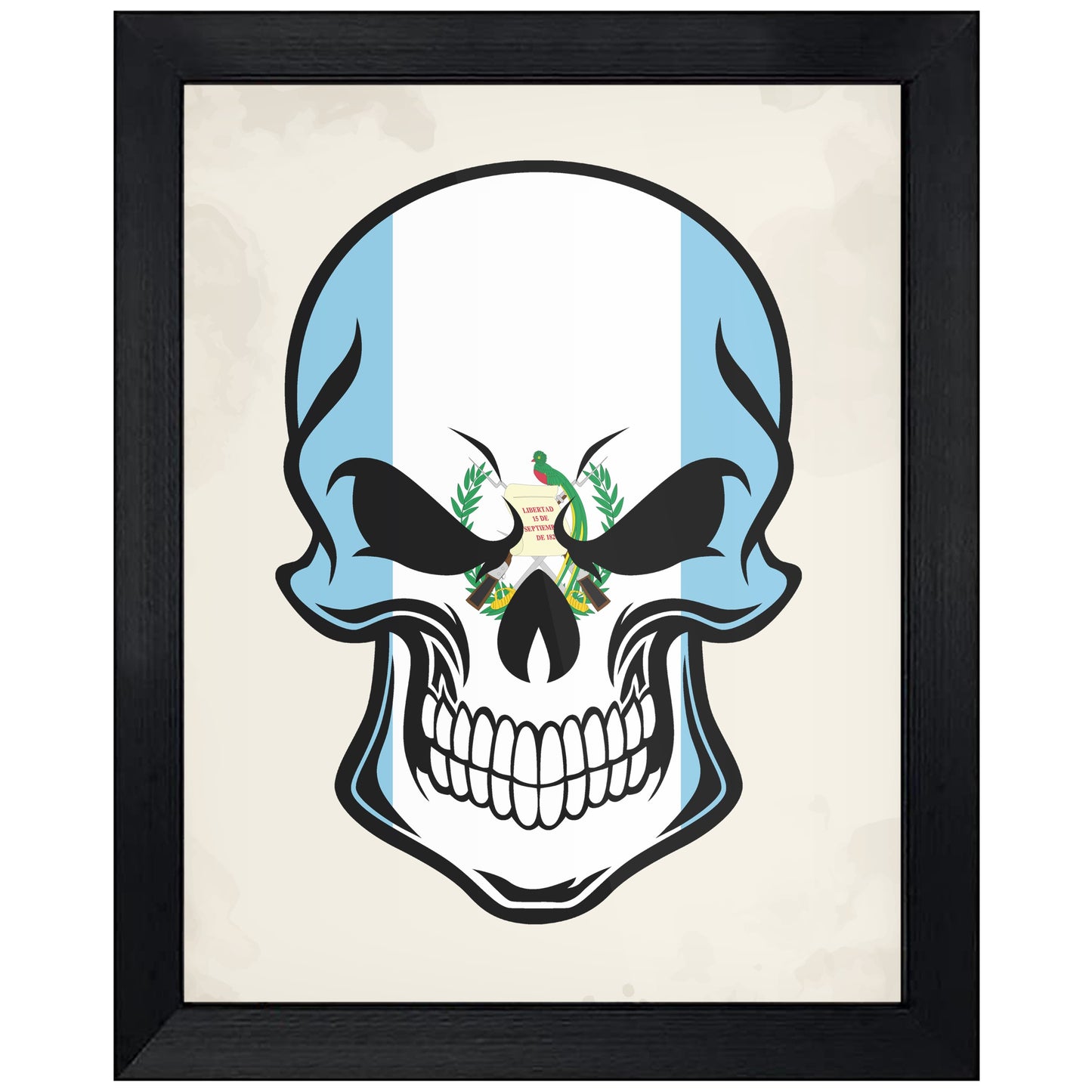Guatemalan Flag Guatemala Skull Cool 8"x10" Wall Art Print