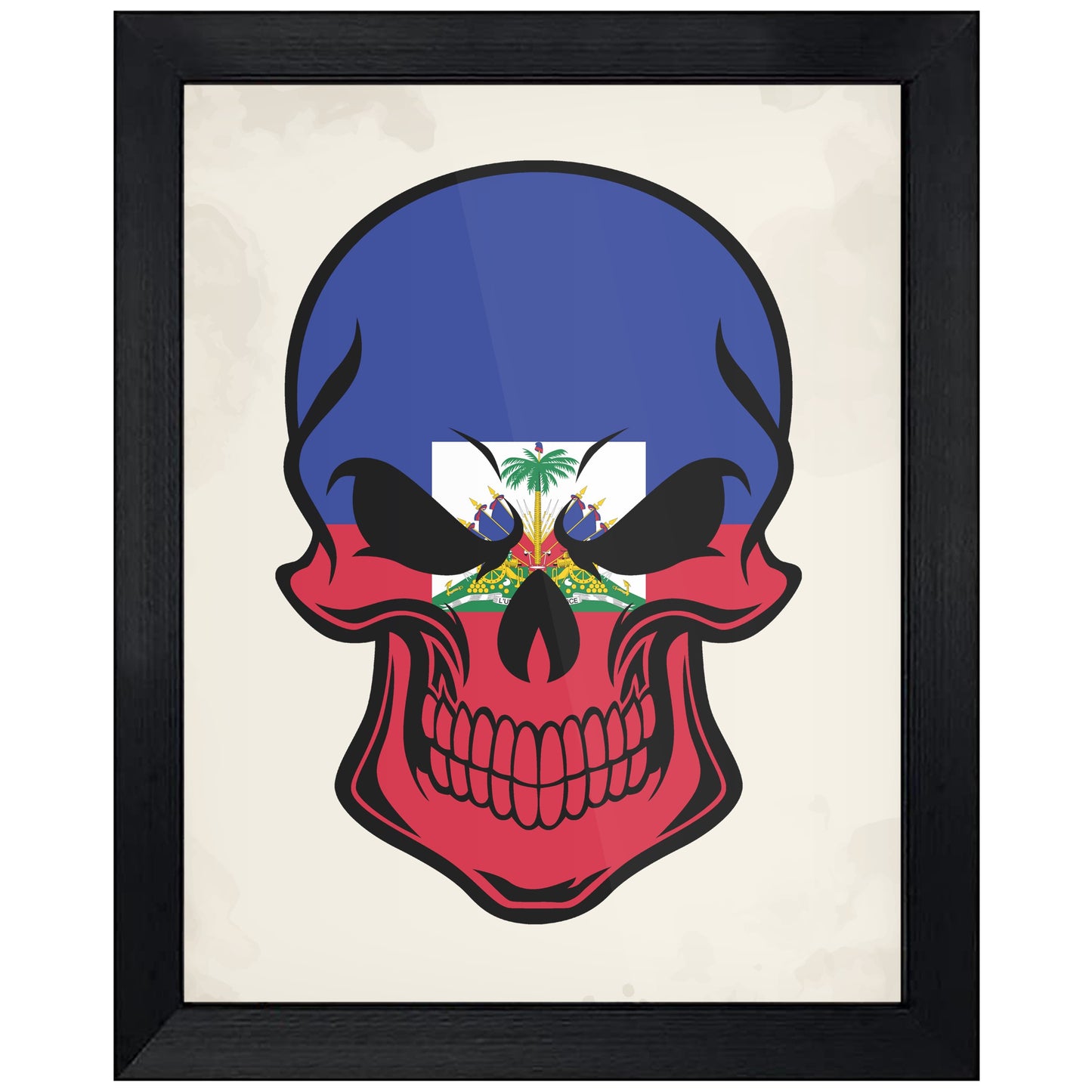 Haitian Flag Haiti Skull Cool 8"x10" Wall Art Print