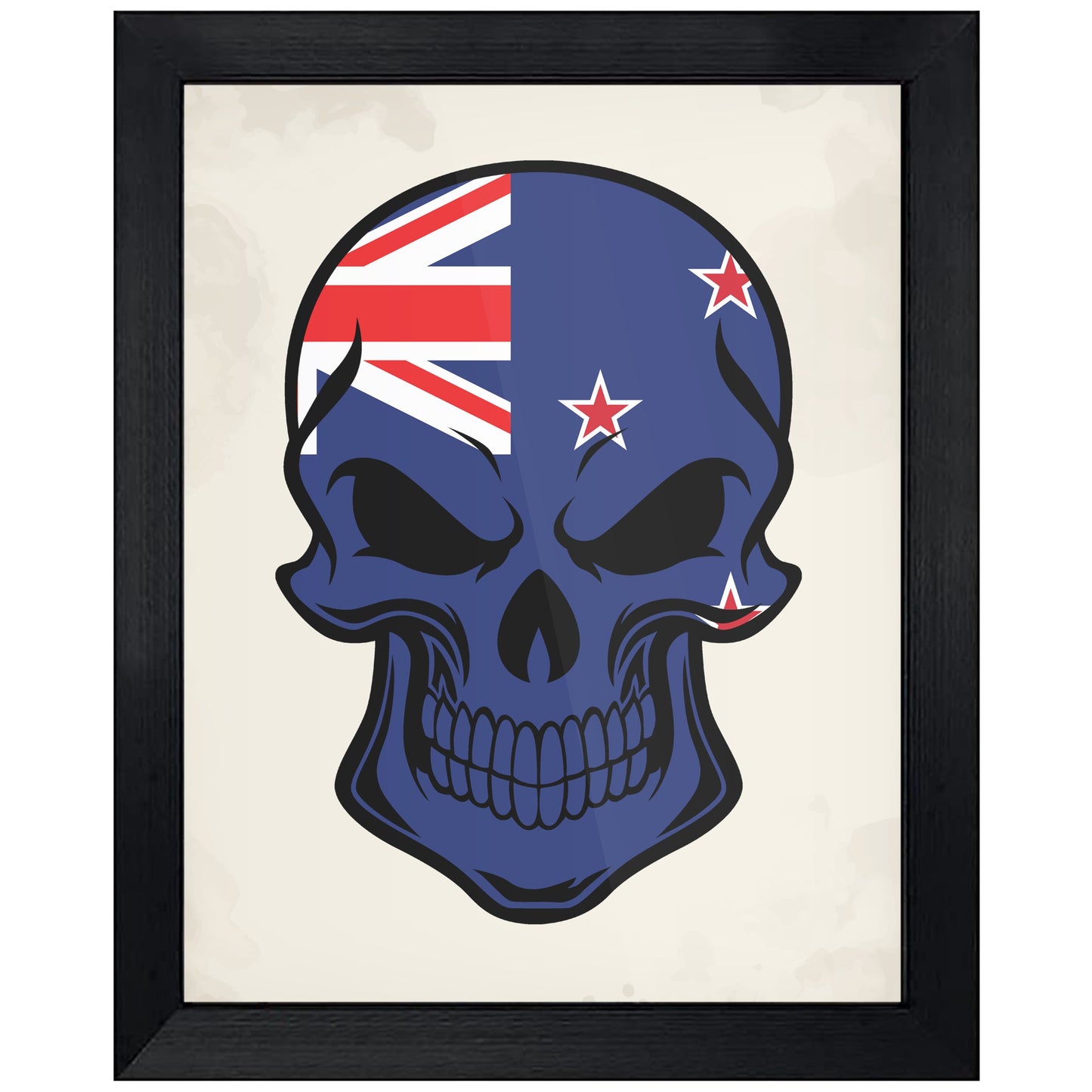 Kiwi Flag New Zealand Skull Cool 8"x10" Wall Art Print