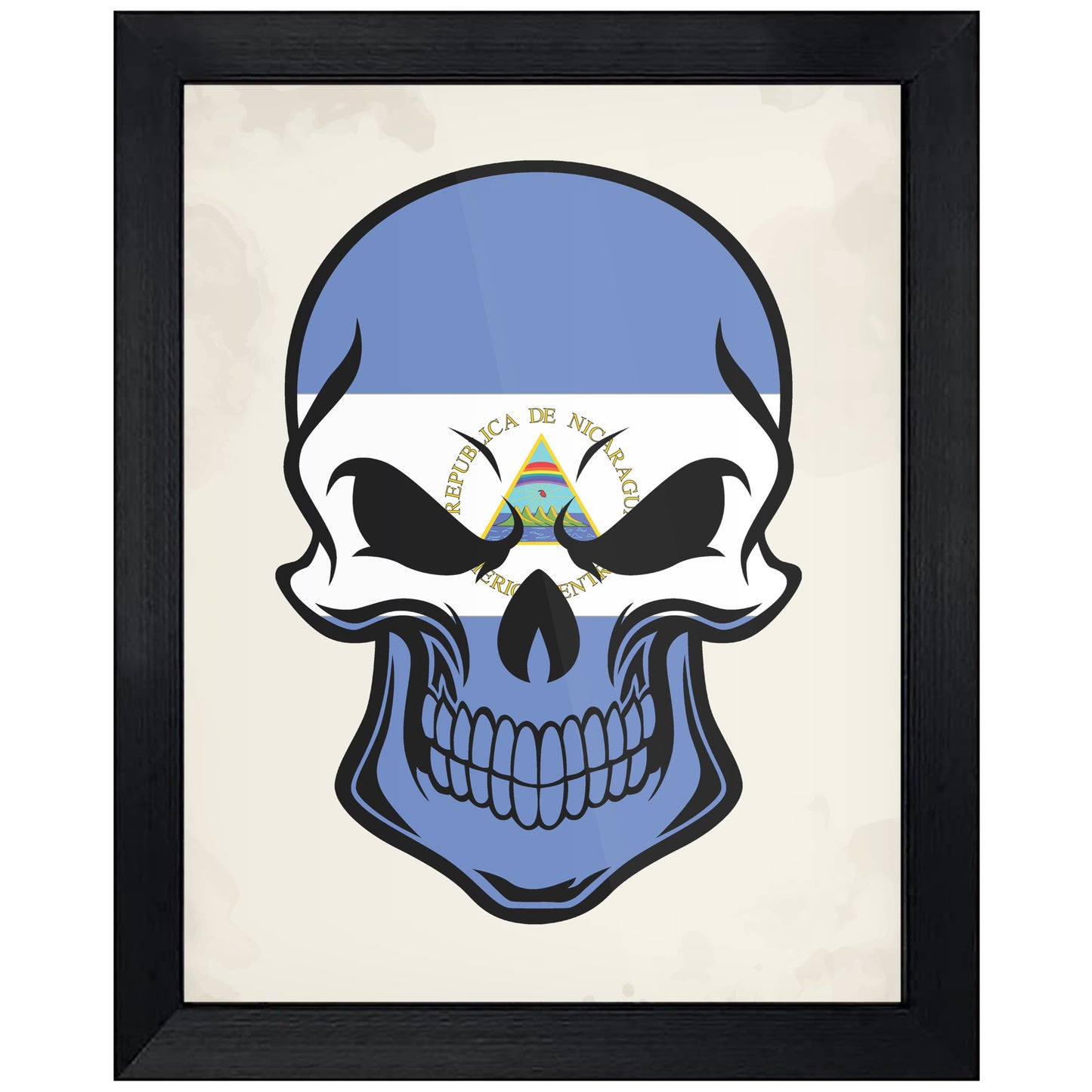 Nicaraguan Flag Nicaragua Skull Cool 8"x10" Wall Art Print