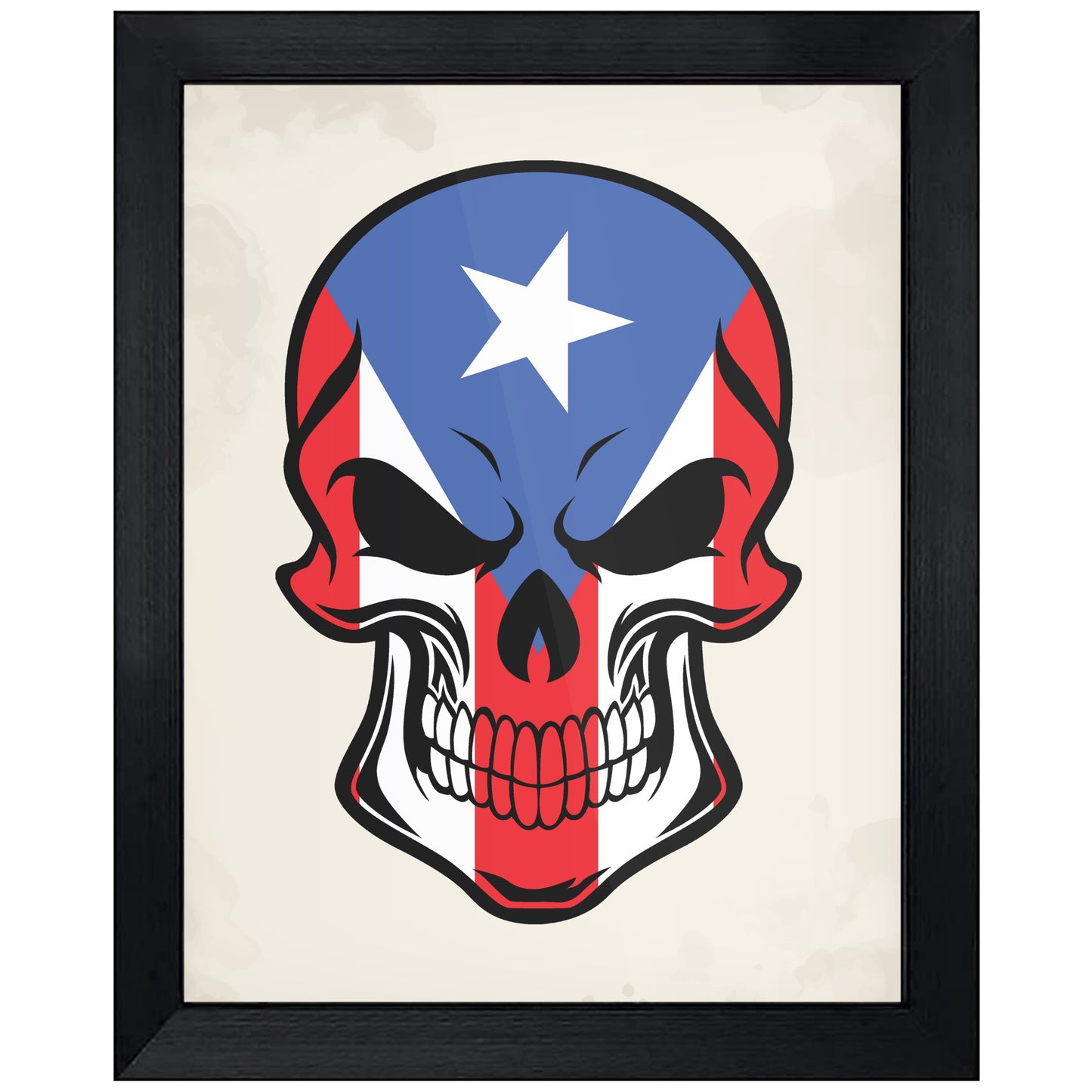 Puerto Rican Flag Puerto Rico Skull Cool 8"x10" Wall Art Print