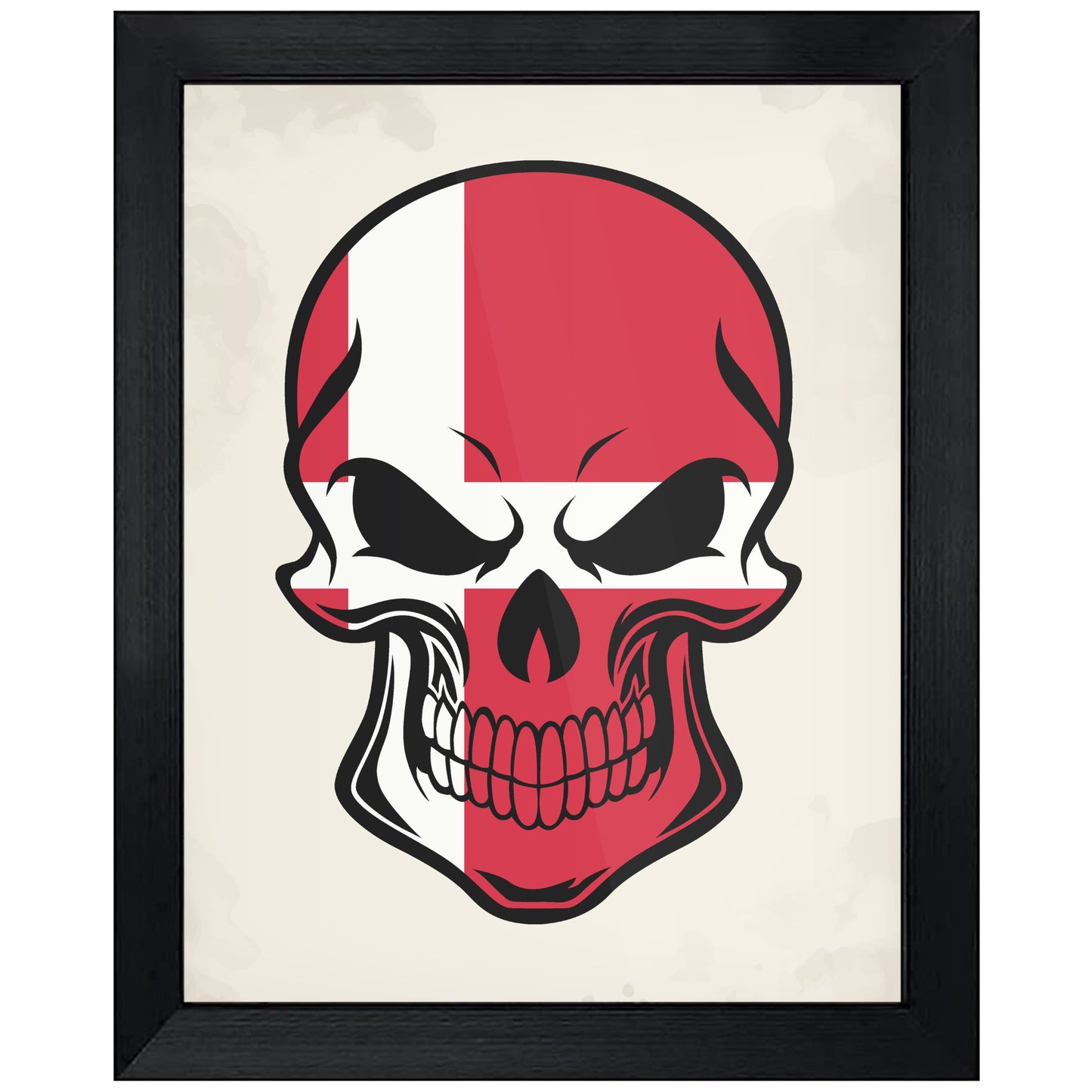 Danish Flag Denmark Skull Cool 8"x10" Wall Art Print