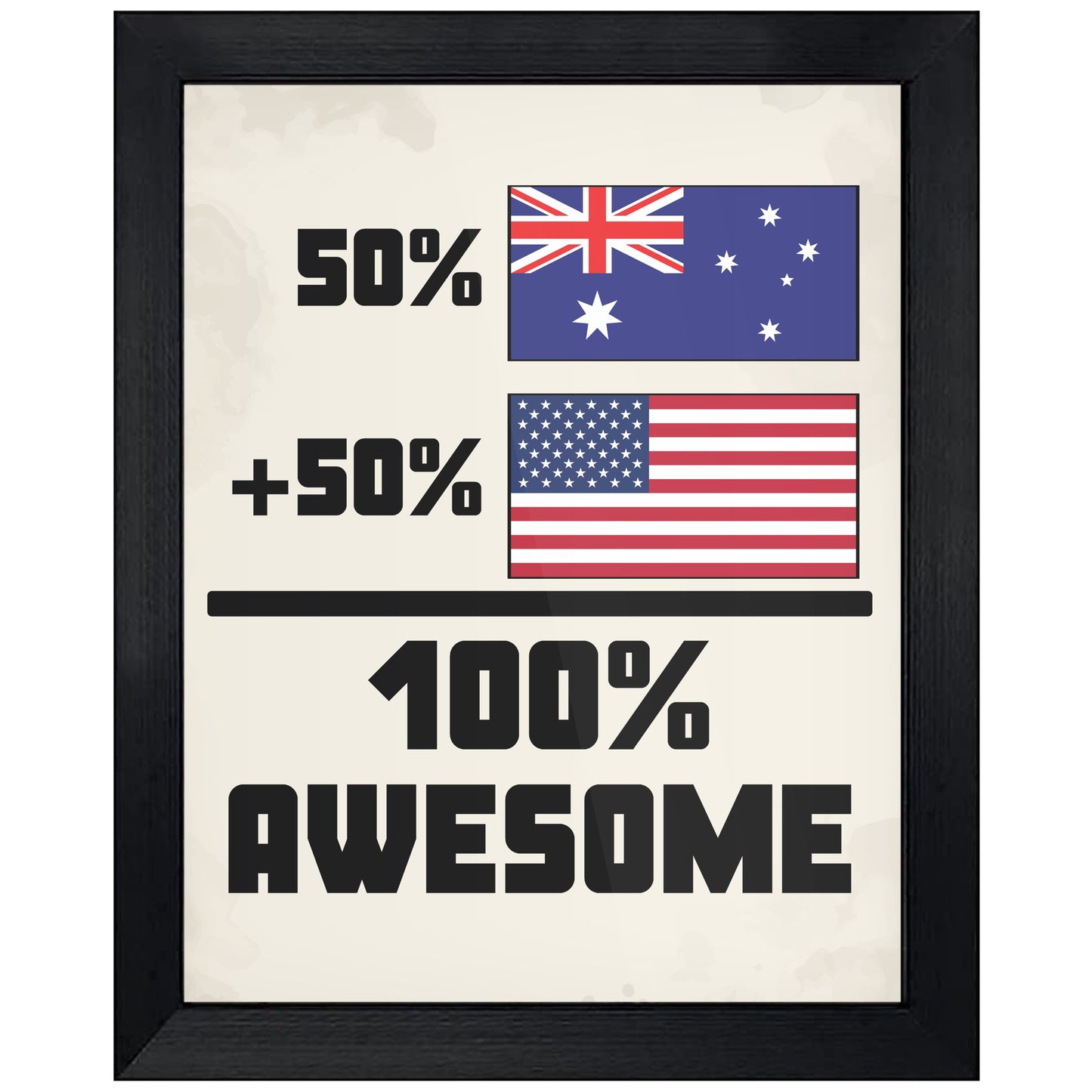 50% Australian 50% American 100% Awesome Funny Flag 8"x10" Wall Art Print