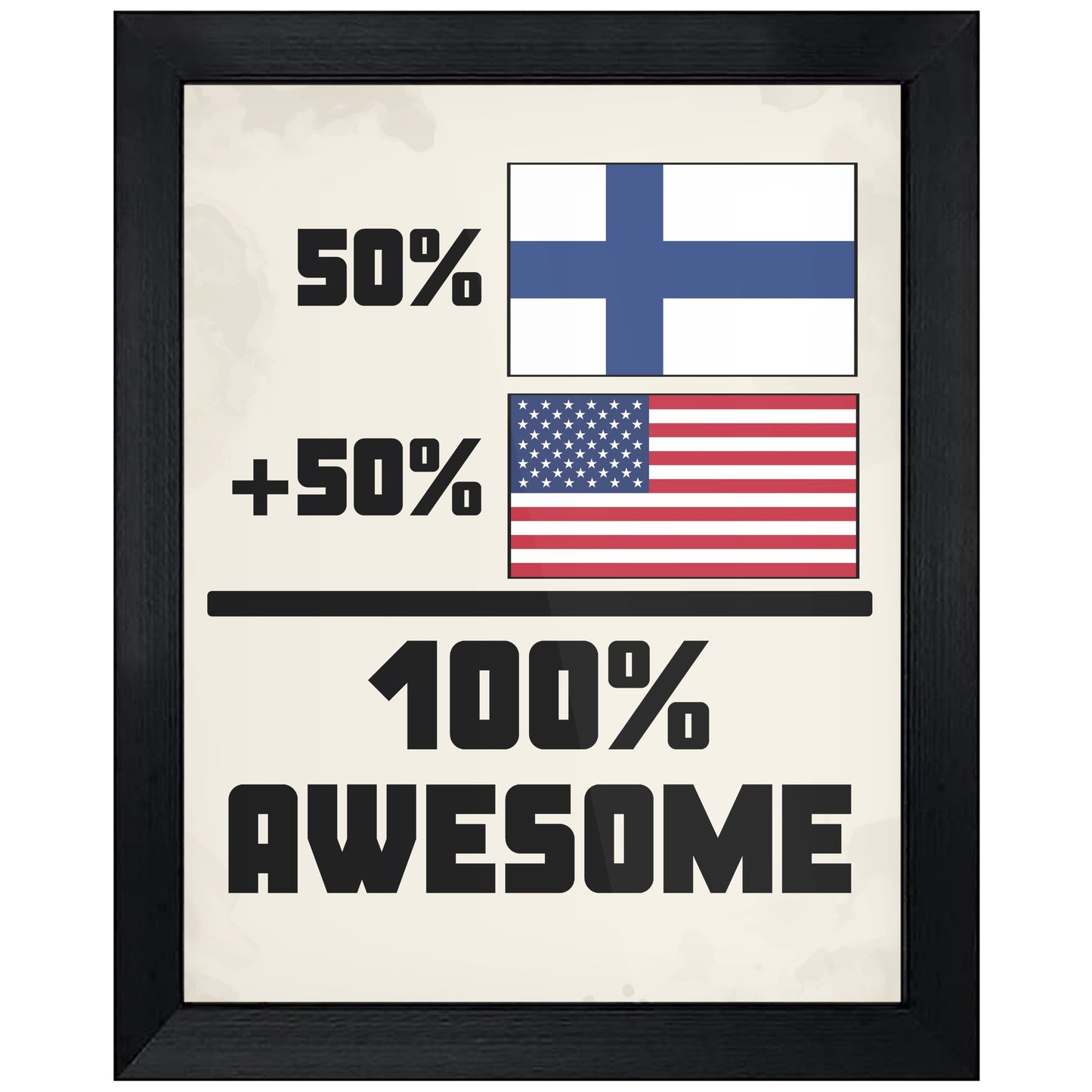 50% Finnish 50% American 100% Awesome Funny Flag 8"x10" Wall Art Print