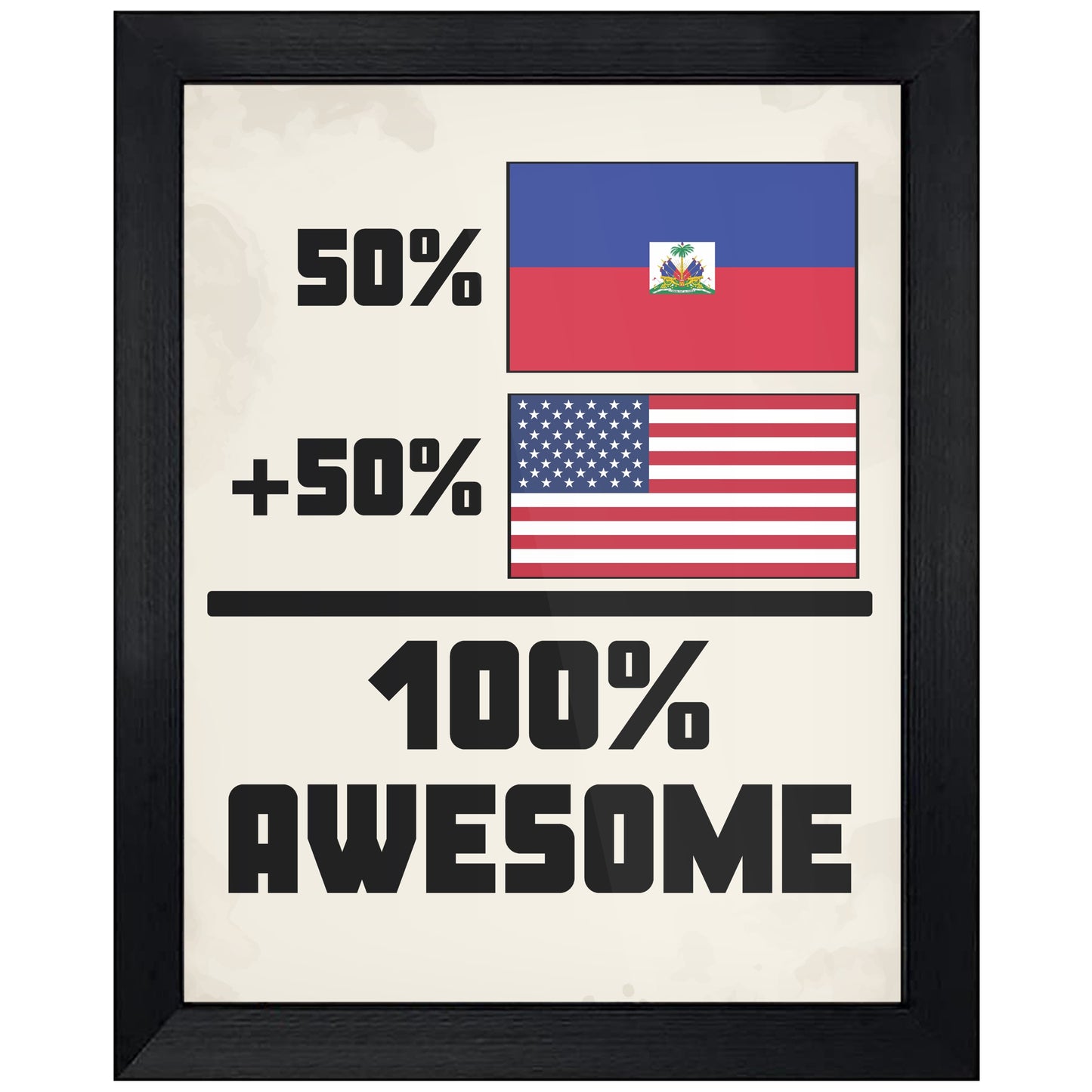 50% Haitian 50% American 100% Awesome Funny Flag 8"x10" Wall Art Print