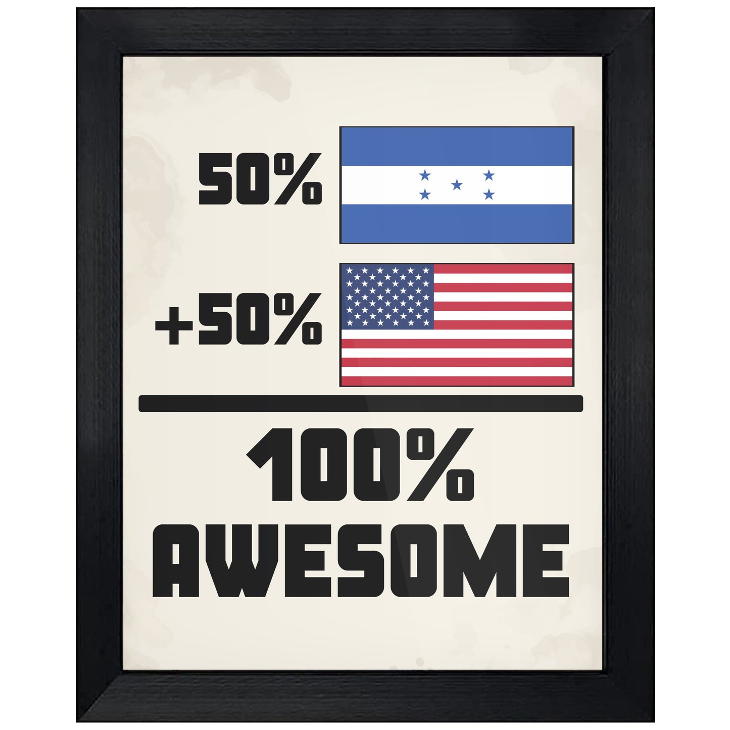 50% Honduran 50% American 100% Awesome Funny Flag 8"x10" Wall Art Print