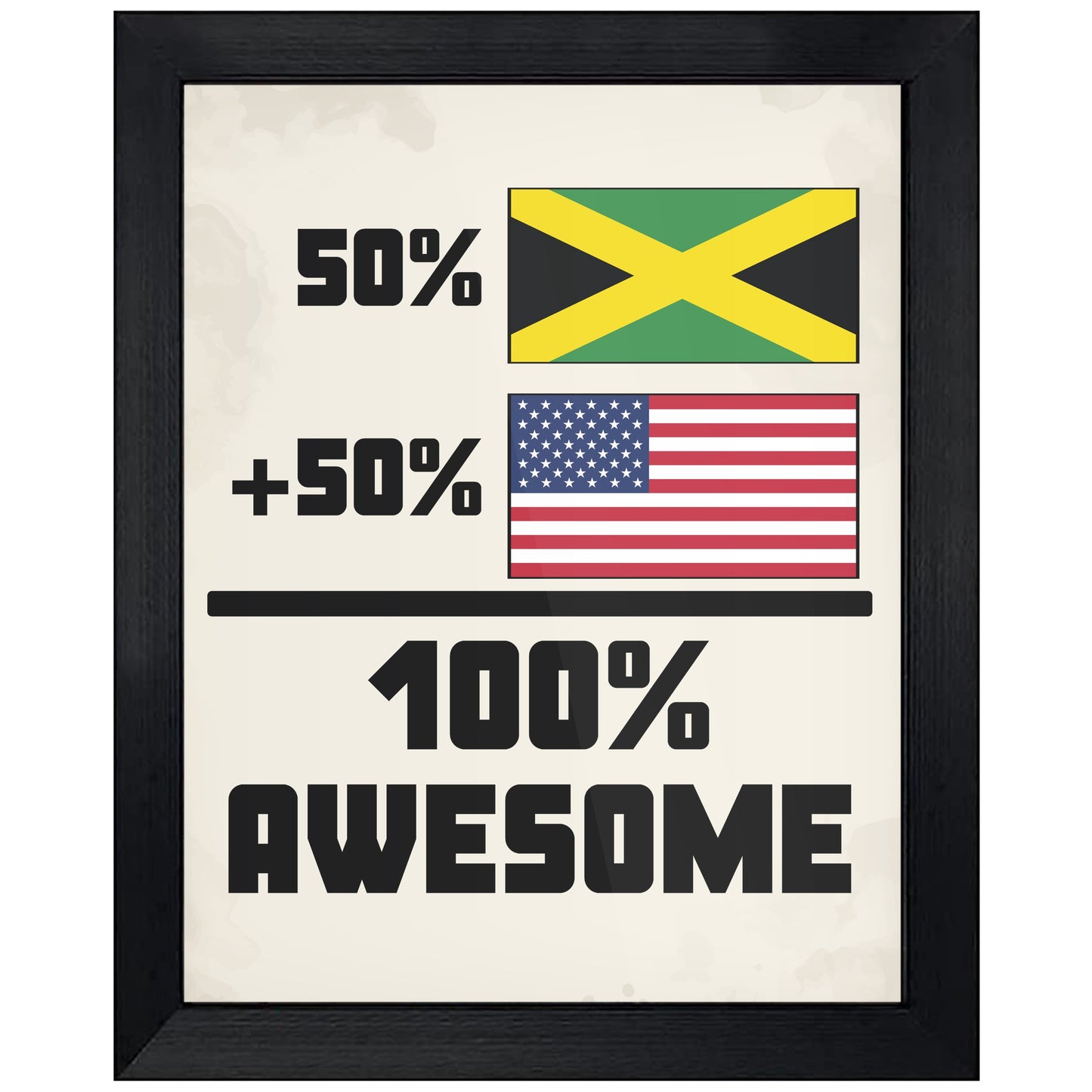 50% Jamaican 50% American 100% Awesome Funny Flag 8"x10" Wall Art Print