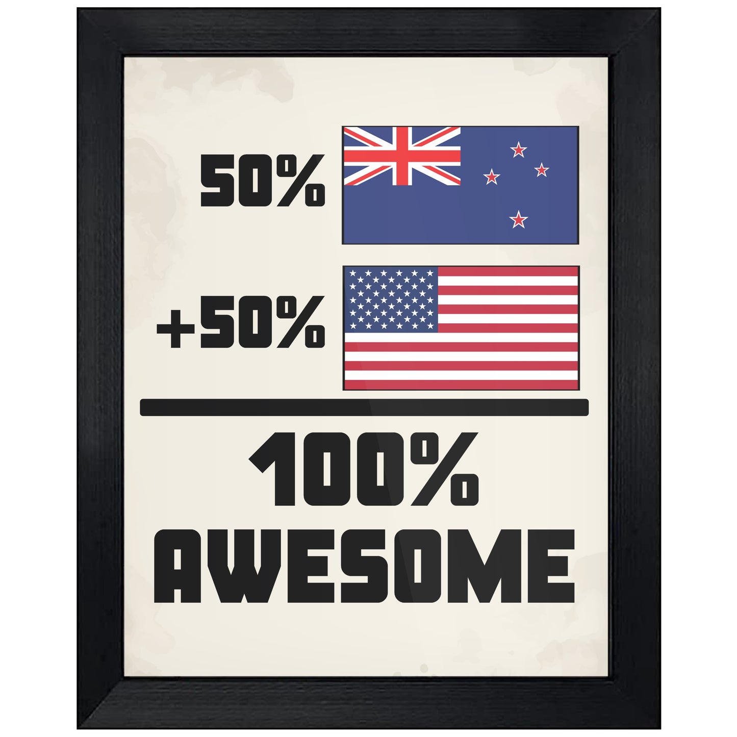 50% New Zealand 50% American 100% Awesome Funny Flag 8"x10" Wall Art Print