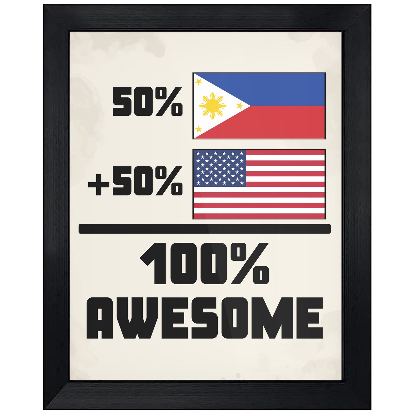 50% Filipino 50% American 100% Awesome Funny Flag 8"x10" Wall Art Print