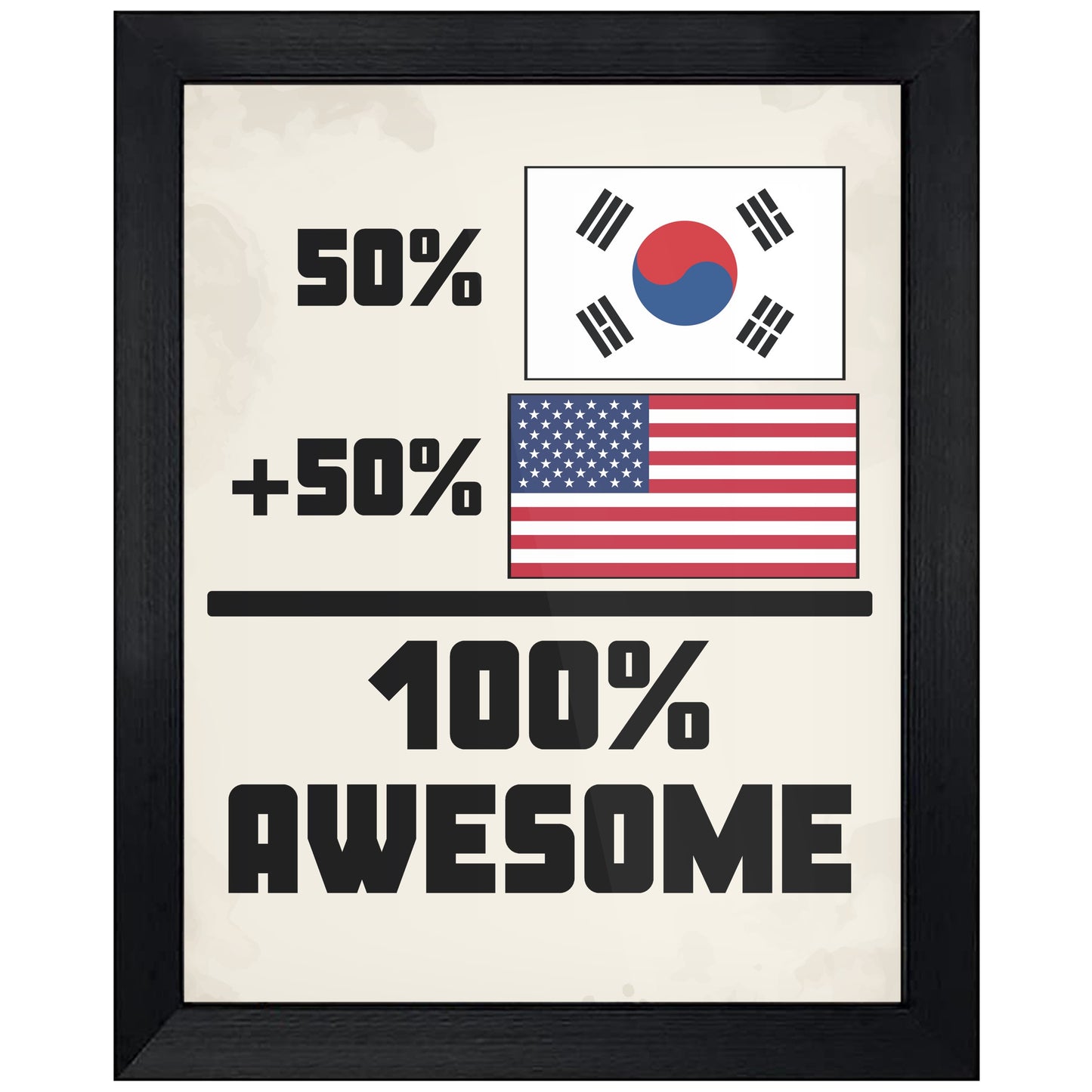 50% South Korean 50% American 100% Awesome Funny Flag 8"x10" Wall Art Print