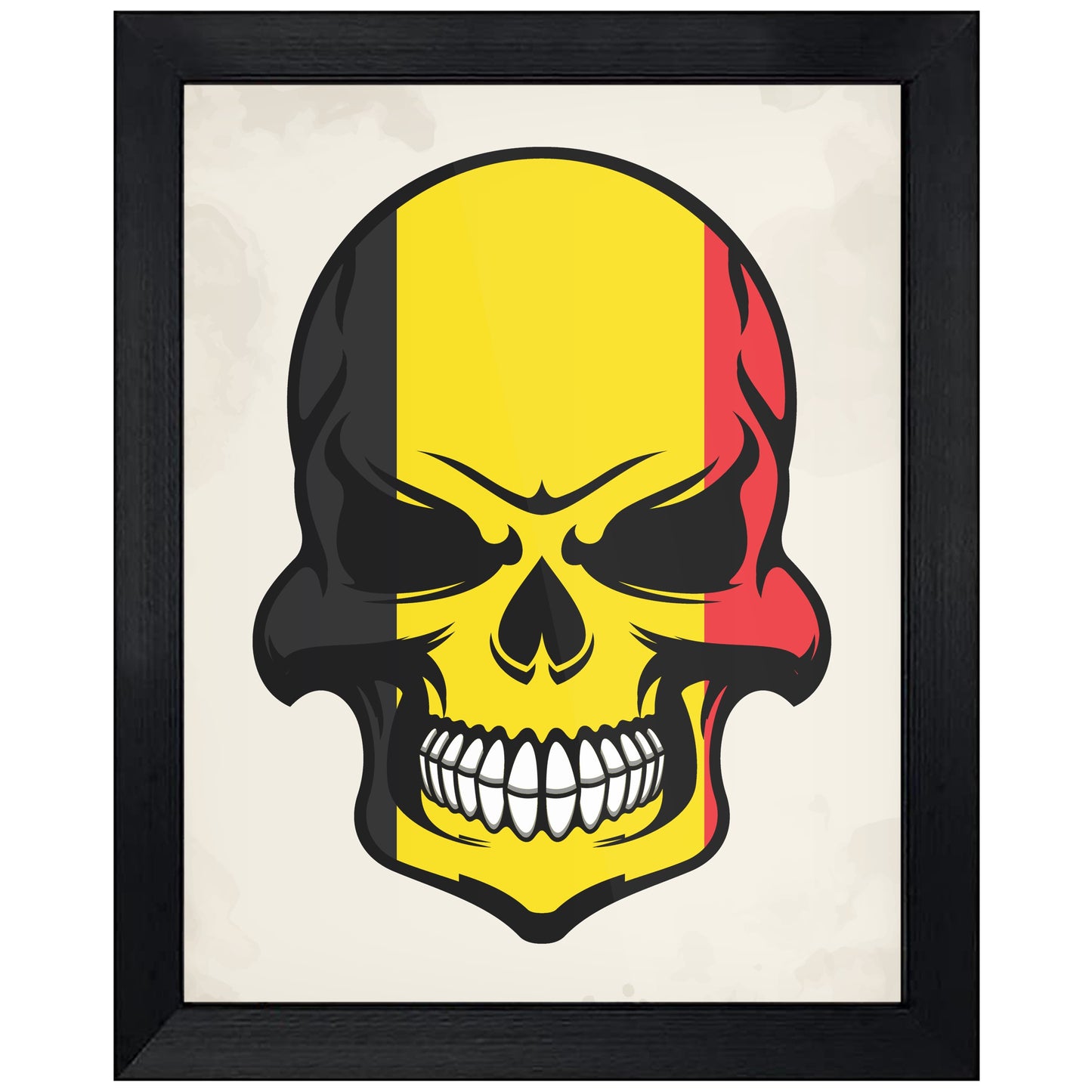 Belgian Flag Skull Cool Belgium Skull 8"x10" Wall Art Print