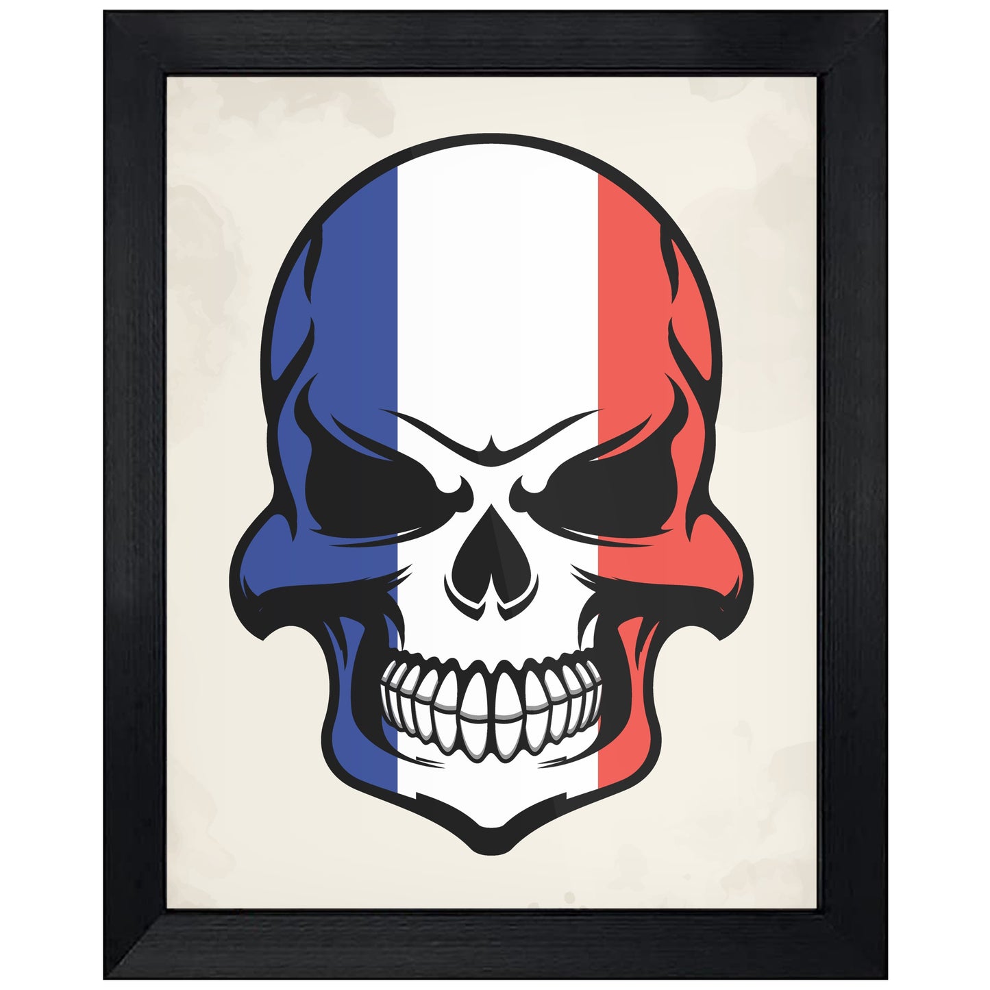 French Flag Skull Cool France Skull 8"x10" Wall Art Print