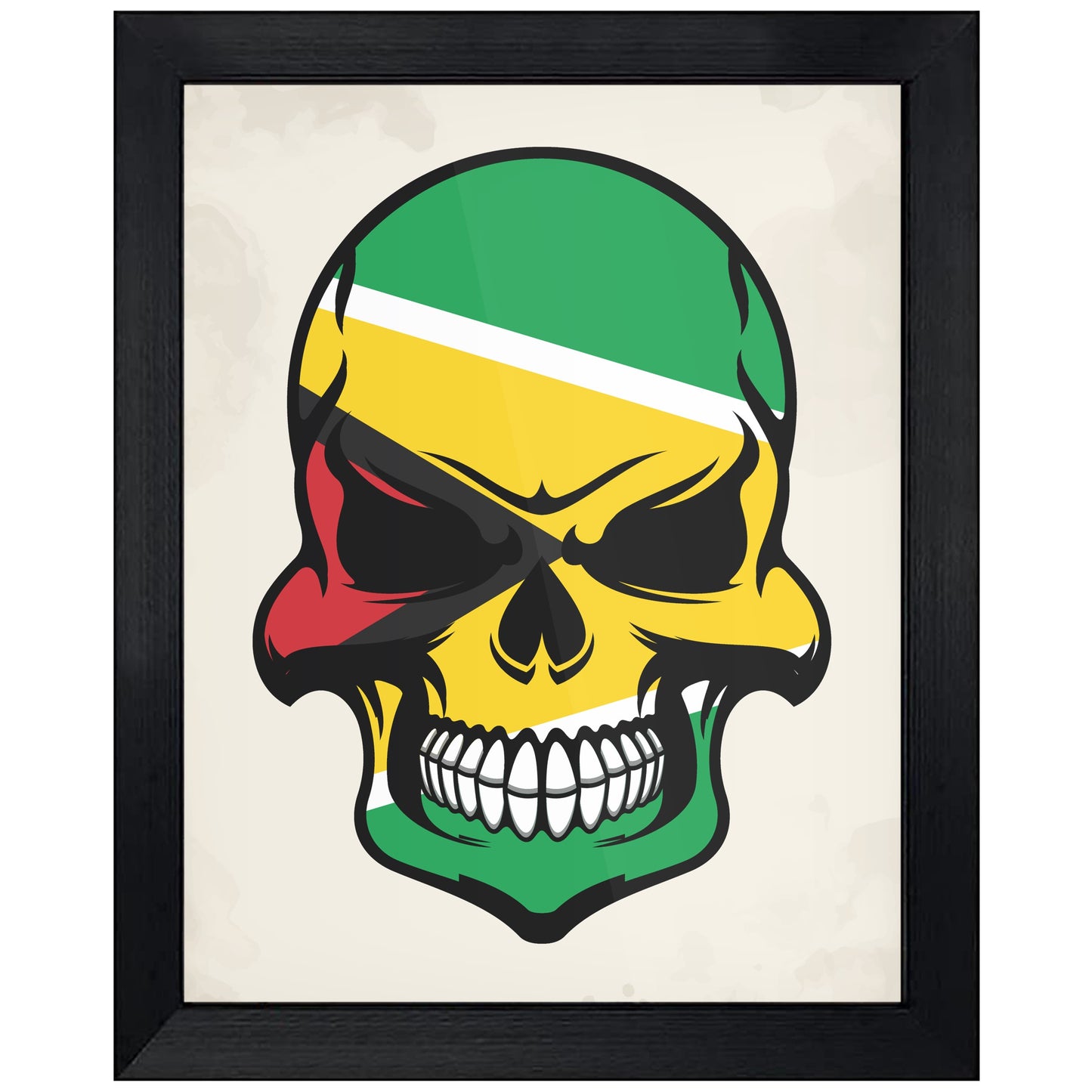 Guyanese Flag Skull Cool Guyana Skull 8"x10" Wall Art Print