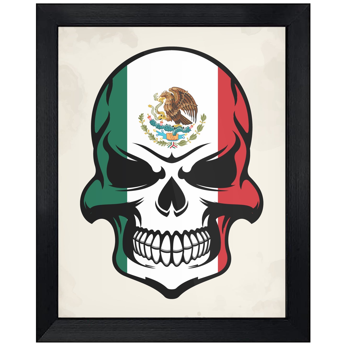 Mexican Flag Skull Cool Day Of The Dead Skull 8"x10" Wall Art Print