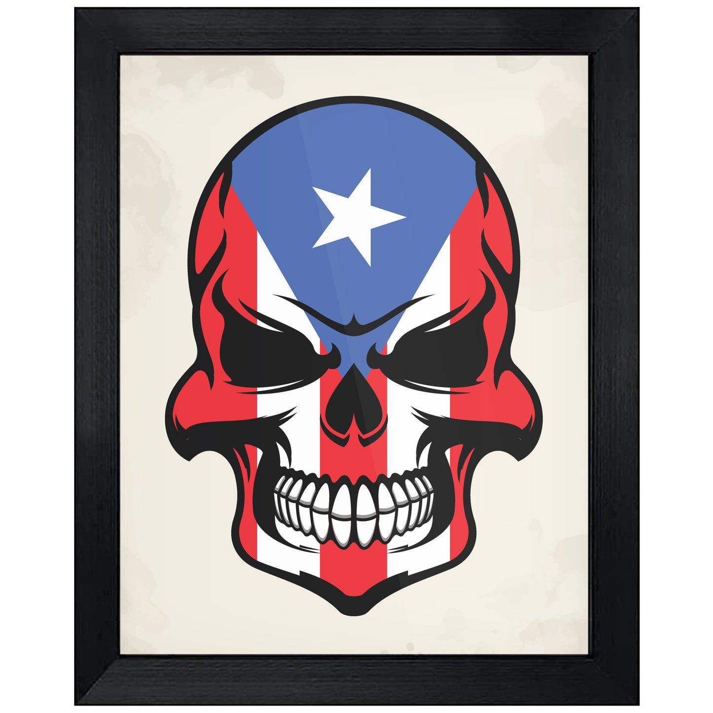 Puerto Rican Flag Skull Cool Puerto Rico Skull 8"x10" Wall Art Print