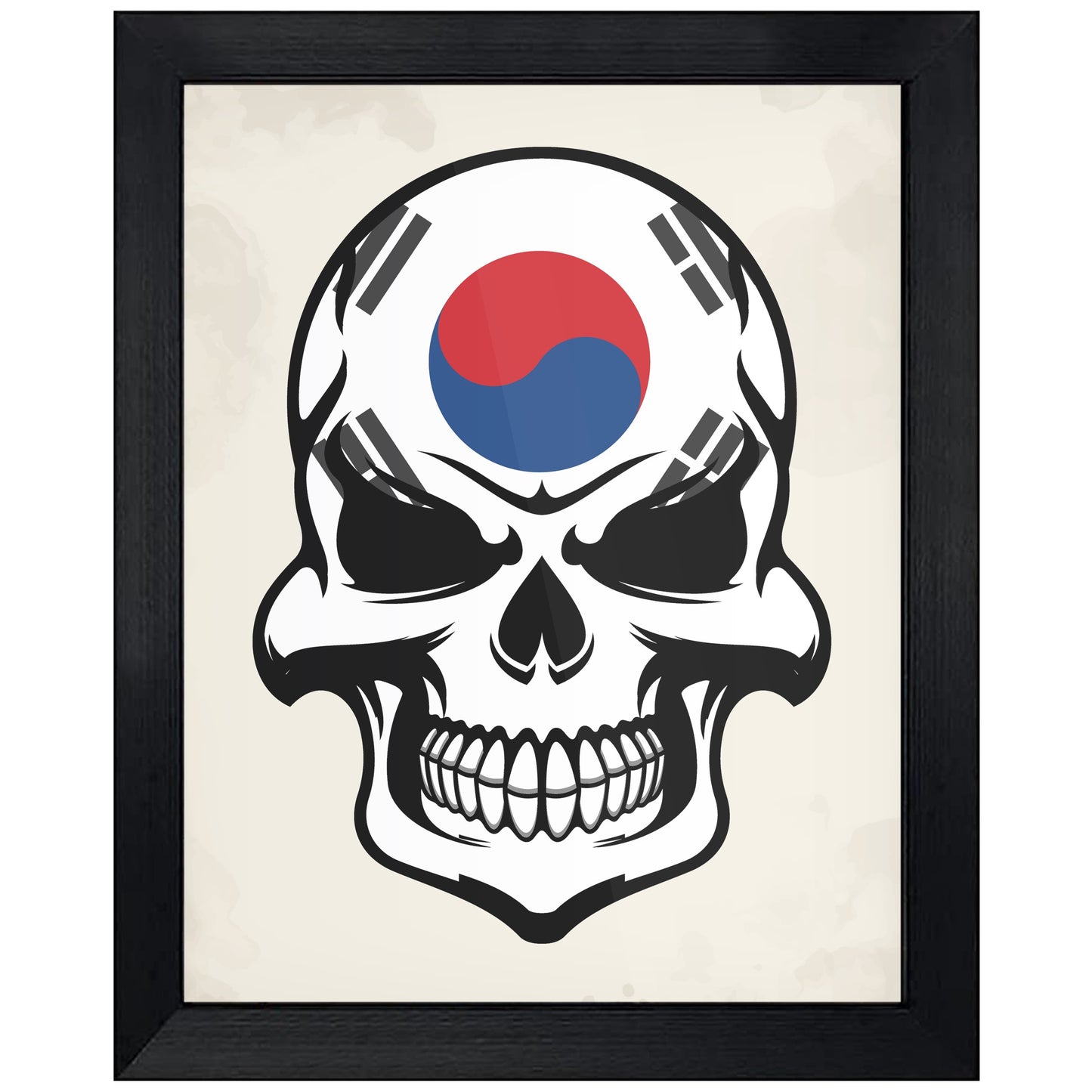 Korean Flag Skull Cool South Korea Skull 8"x10" Wall Art Print