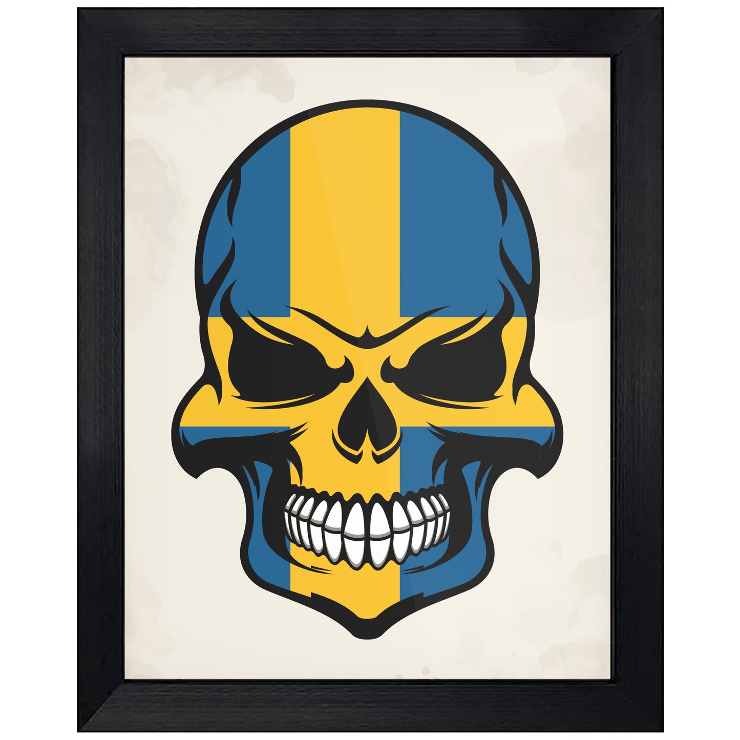 Swedish Flag Skull Cool Sweden Skull 8"x10" Wall Art Print