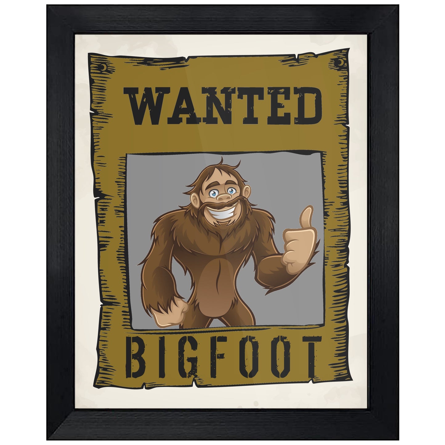 Bigfoot Wanted Poster Funny Sasquatch 8"x10" Wall Art Print