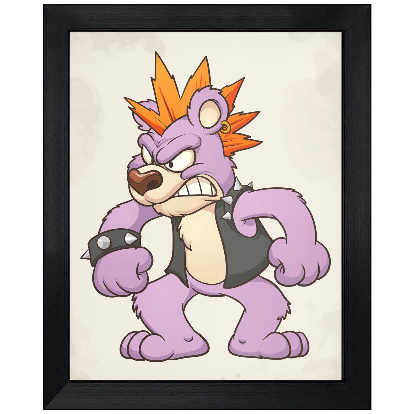 Angry Punk Rock Teddy Bear Mohawk Bear 8"x10" Wall Art Print