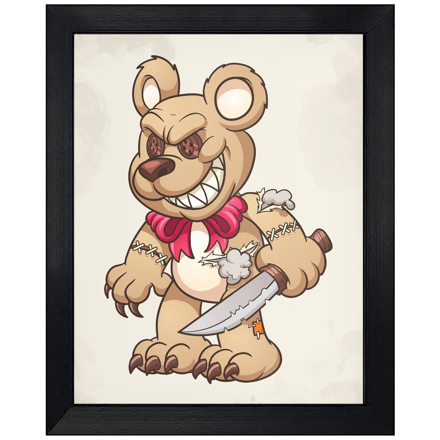 Evil Teddy Bear With Knife Demented Deranged Bear 8"x10" Wall Art Print