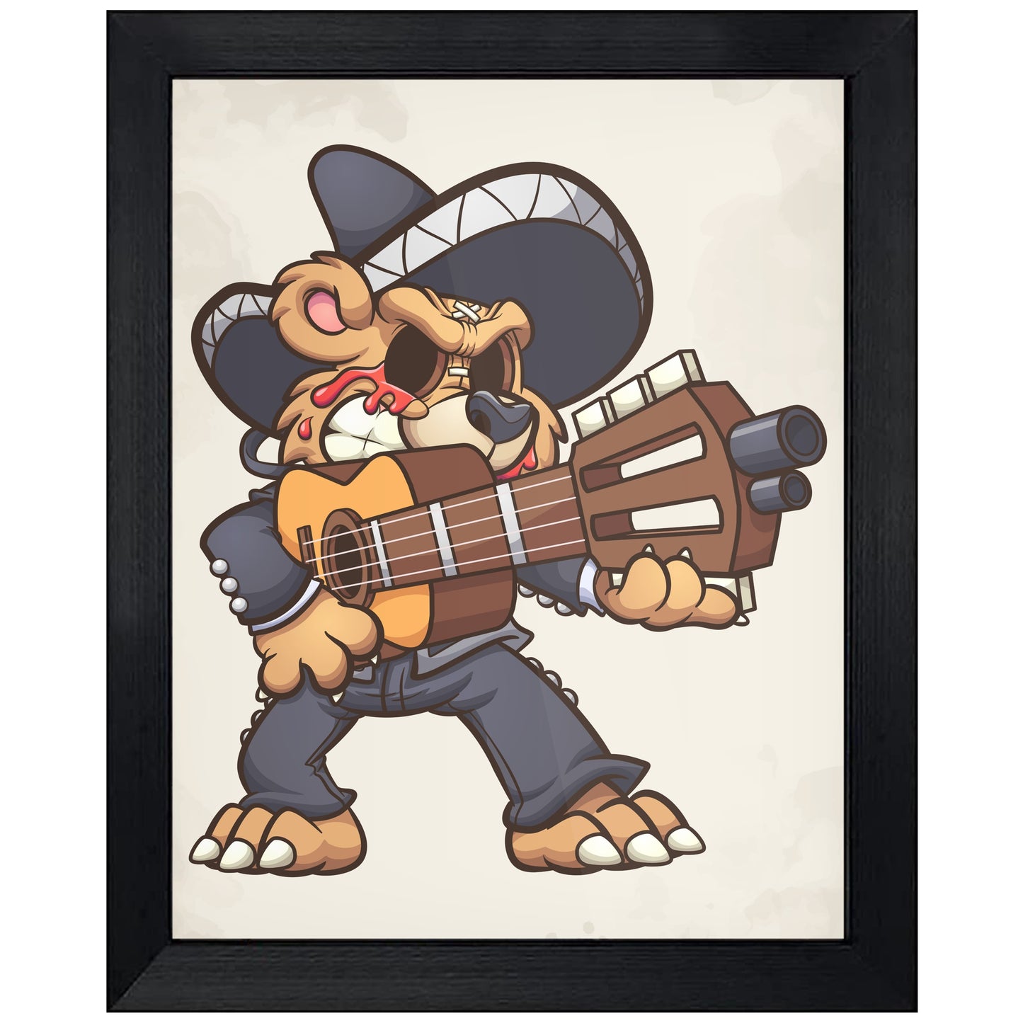 Mariachi Teddy Bear Crying Blood Guitar Gun Evil Bear 8"x10" Wall Art Print