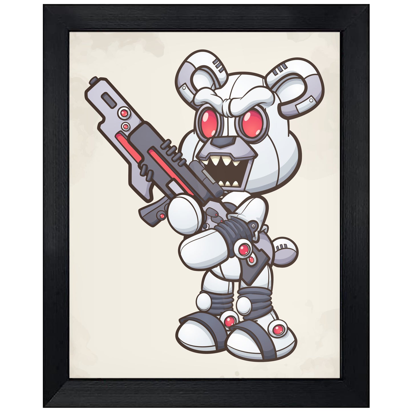 Robot Teddy Bear With Gun Scary Bear 8"x10" Wall Art Print