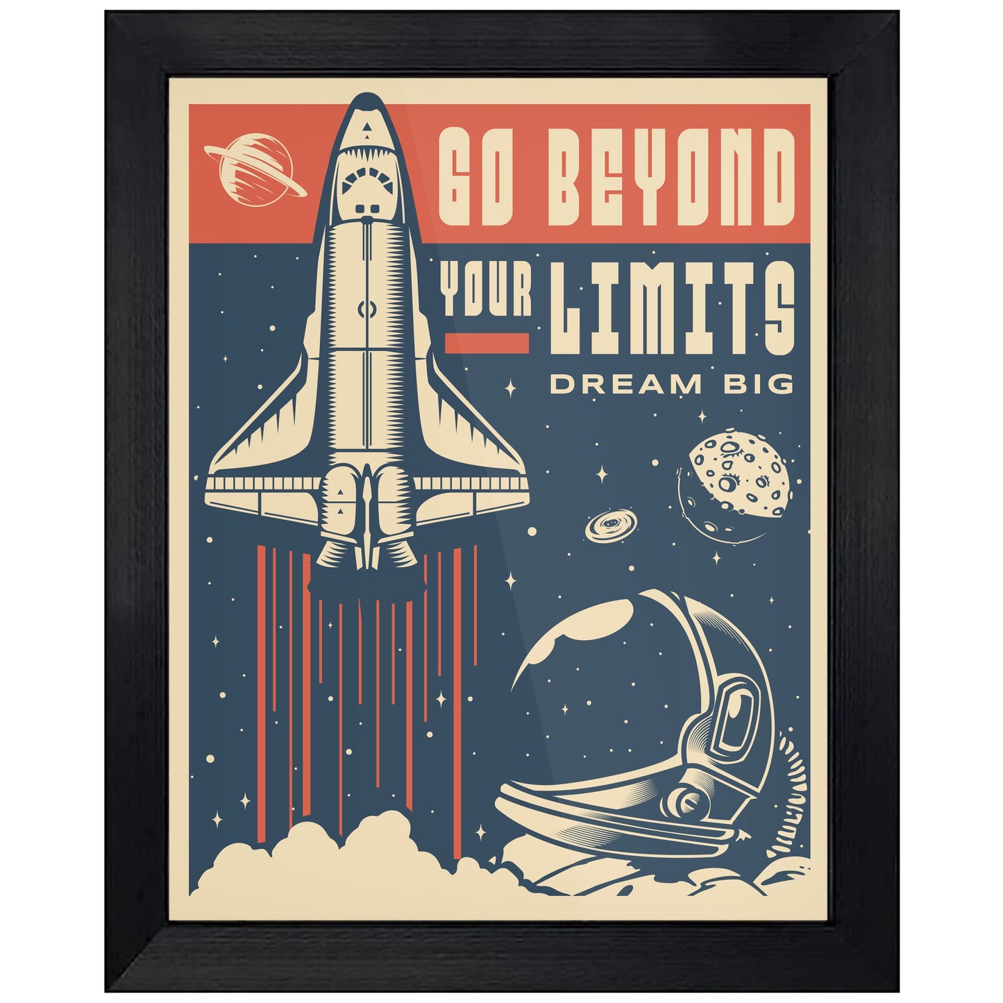 Retro Space Shuttle Go Beyond Your Limits Dream Big Vintage Style Astronaut 8"x10" Wall Art Print