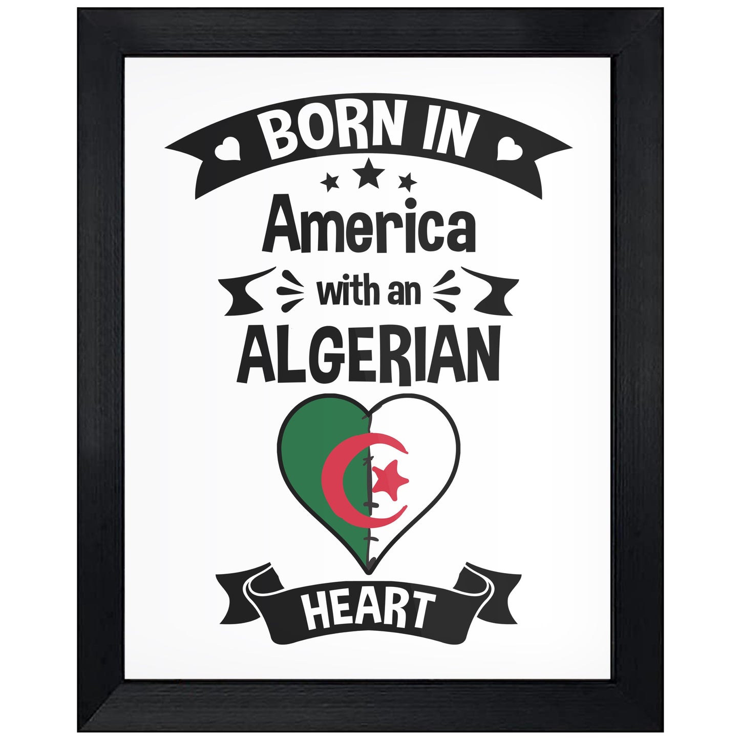 Born In America With An Algerian Heart Baby Nursery 8"x10" Wall Art Print