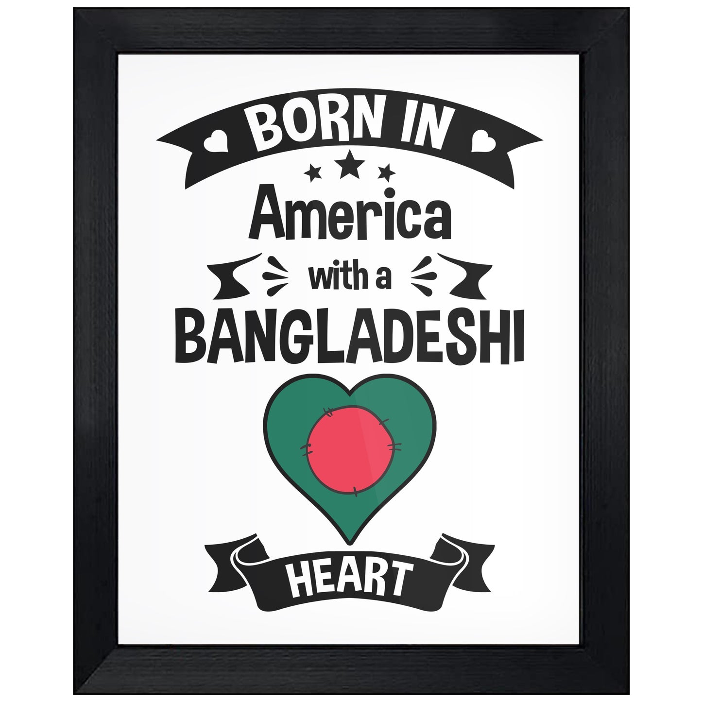 Born In America With A Bangladeshi Heart Baby Nursery 8"x10" Wall Art Print