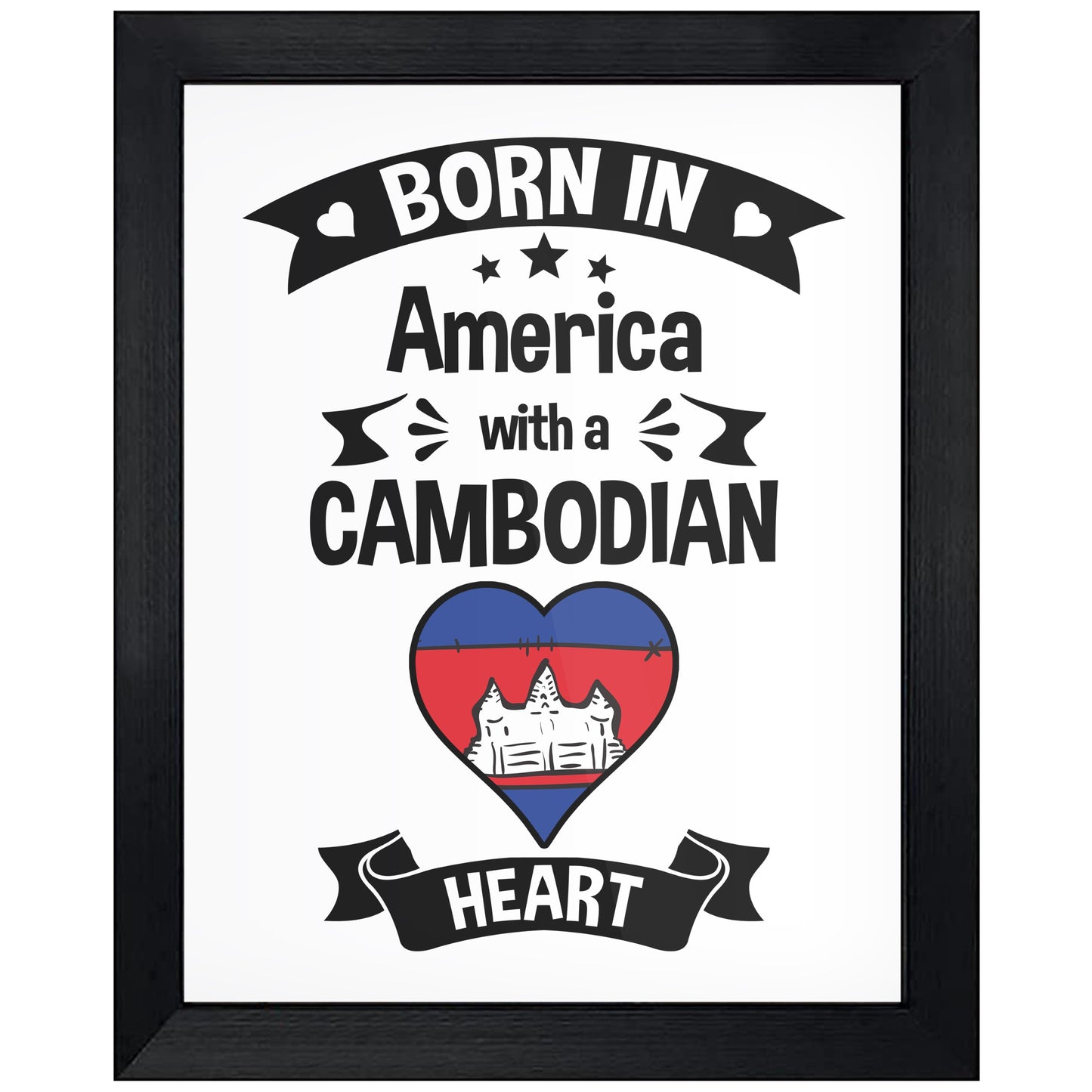 Born In America With A Cambodian Heart Baby Nursery 8"x10" Wall Art Print