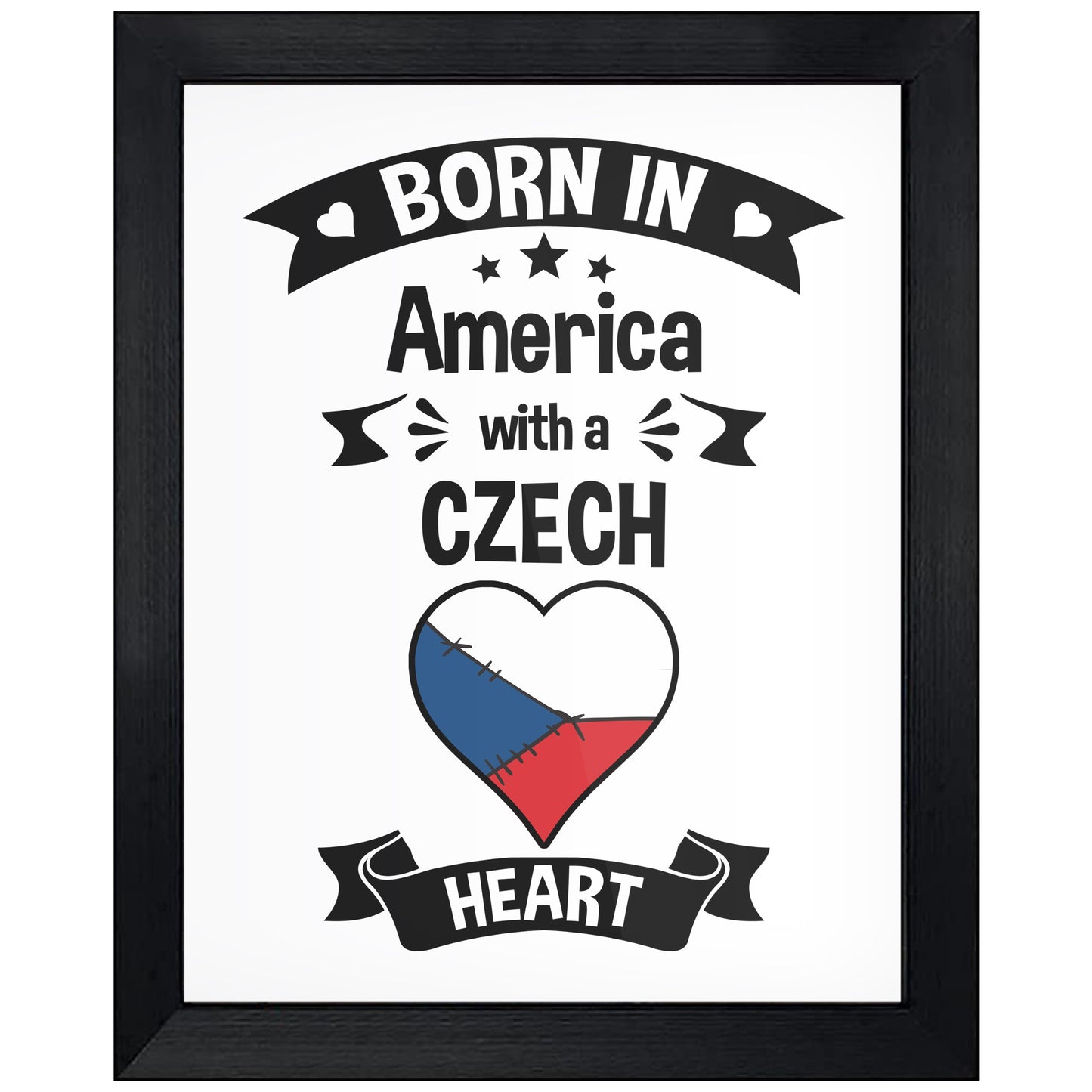 Born In America With A Czech Heart Baby Nursery 8"x10" Wall Art Print