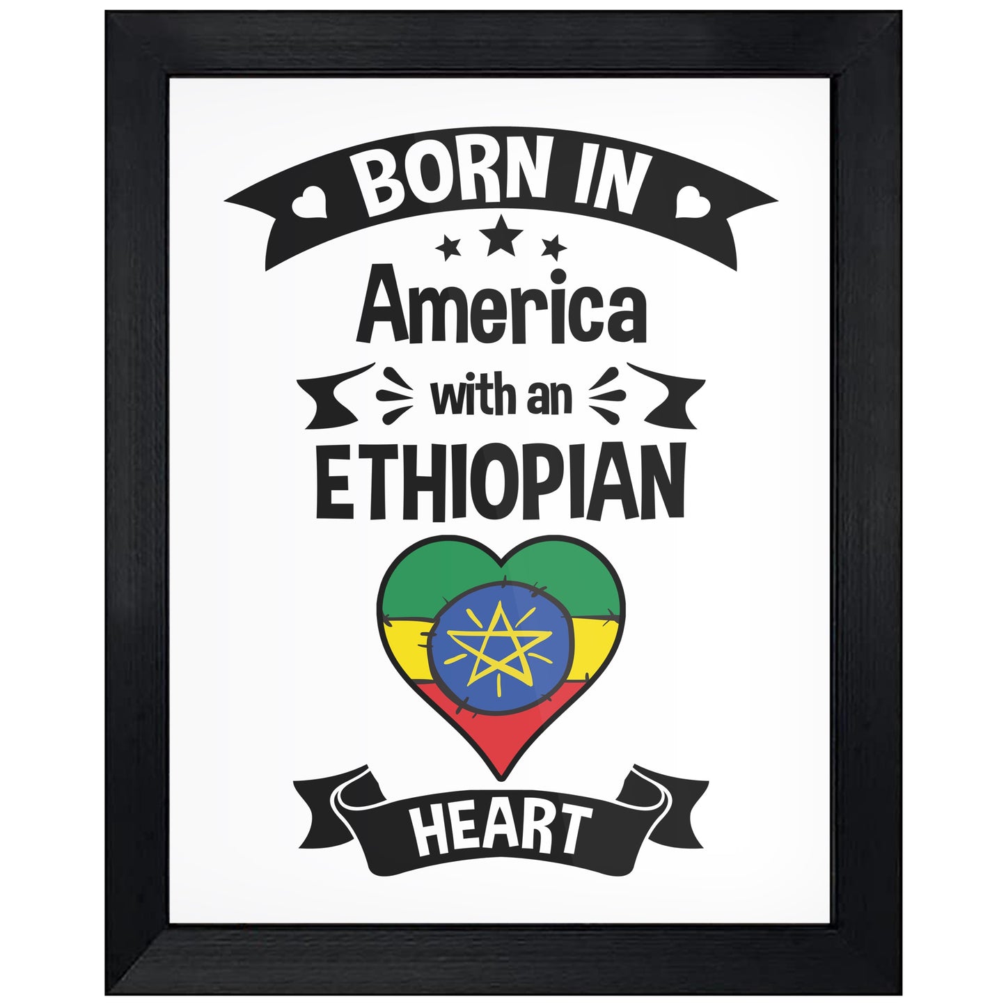 Born In America With An Ethiopian Heart Baby Nursery 8"x10" Wall Art Print