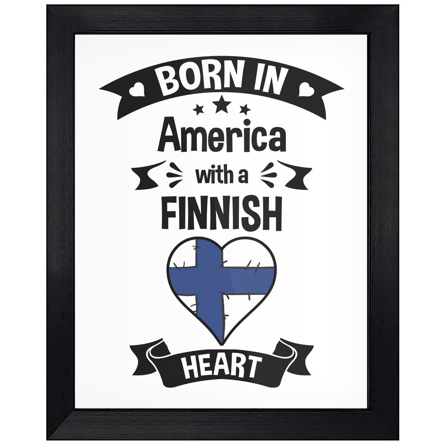 Born In America With A Finnish Heart Baby Nursery 8"x10" Wall Art Print