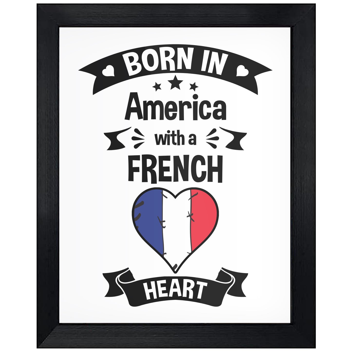Born In America With A French Heart Baby Nursery 8"x10" Wall Art Print