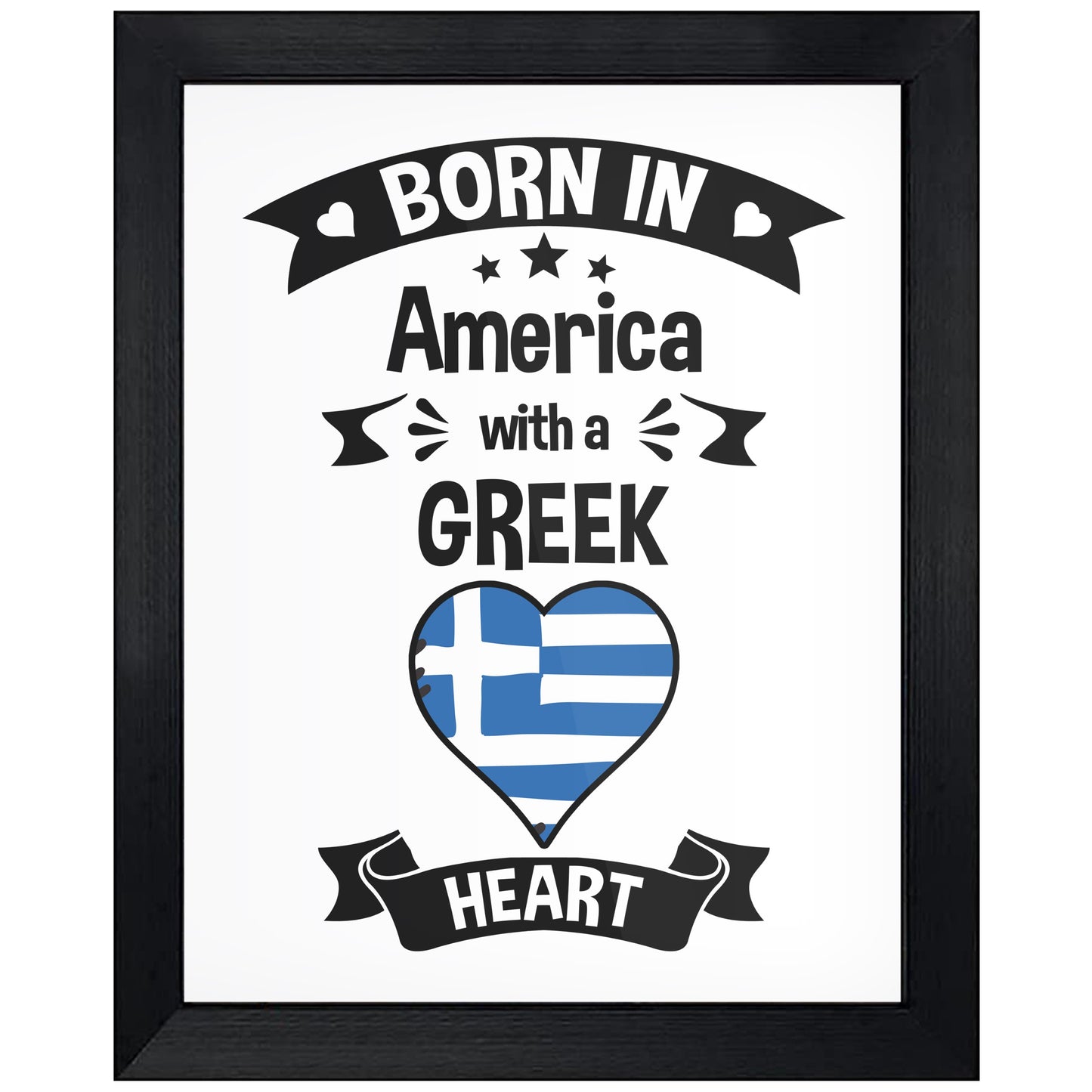Born In America With A Greek Heart Baby Nursery 8"x10" Wall Art Print