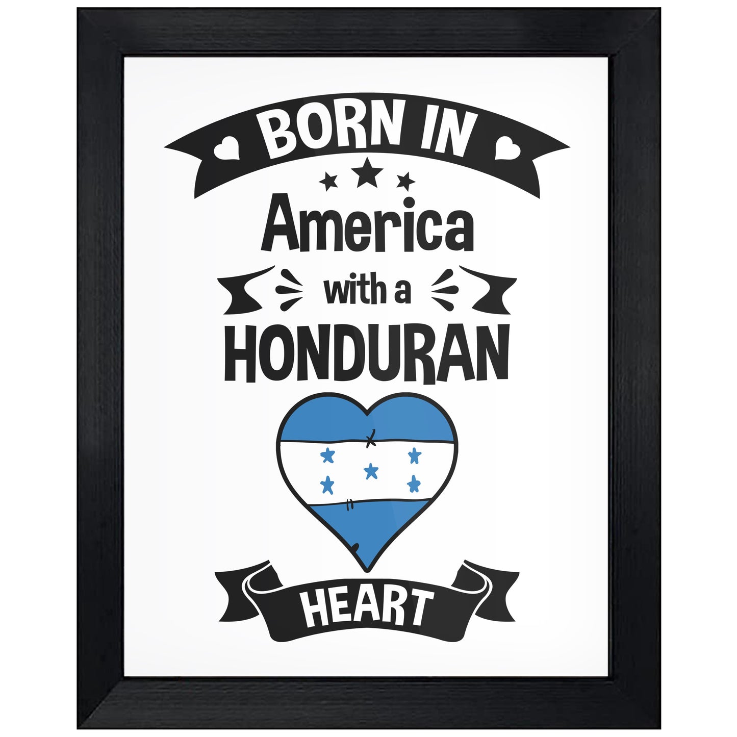 Born In America With A Honduran Heart Baby Nursery 8"x10" Wall Art Print