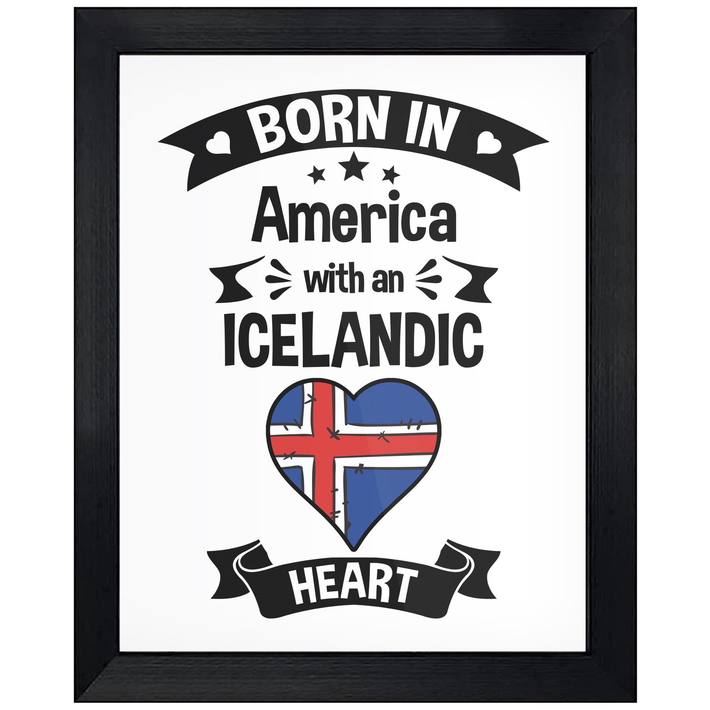 Born In America With An Icelandic Heart Baby Nursery 8"x10" Wall Art Print