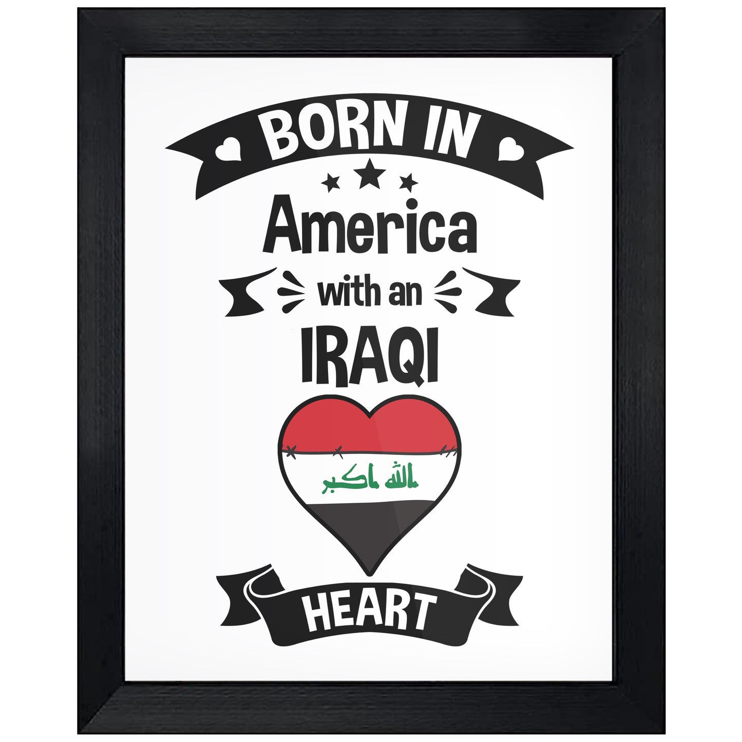 Born In America With An Iraqi Heart Baby Nursery 8"x10" Wall Art Print