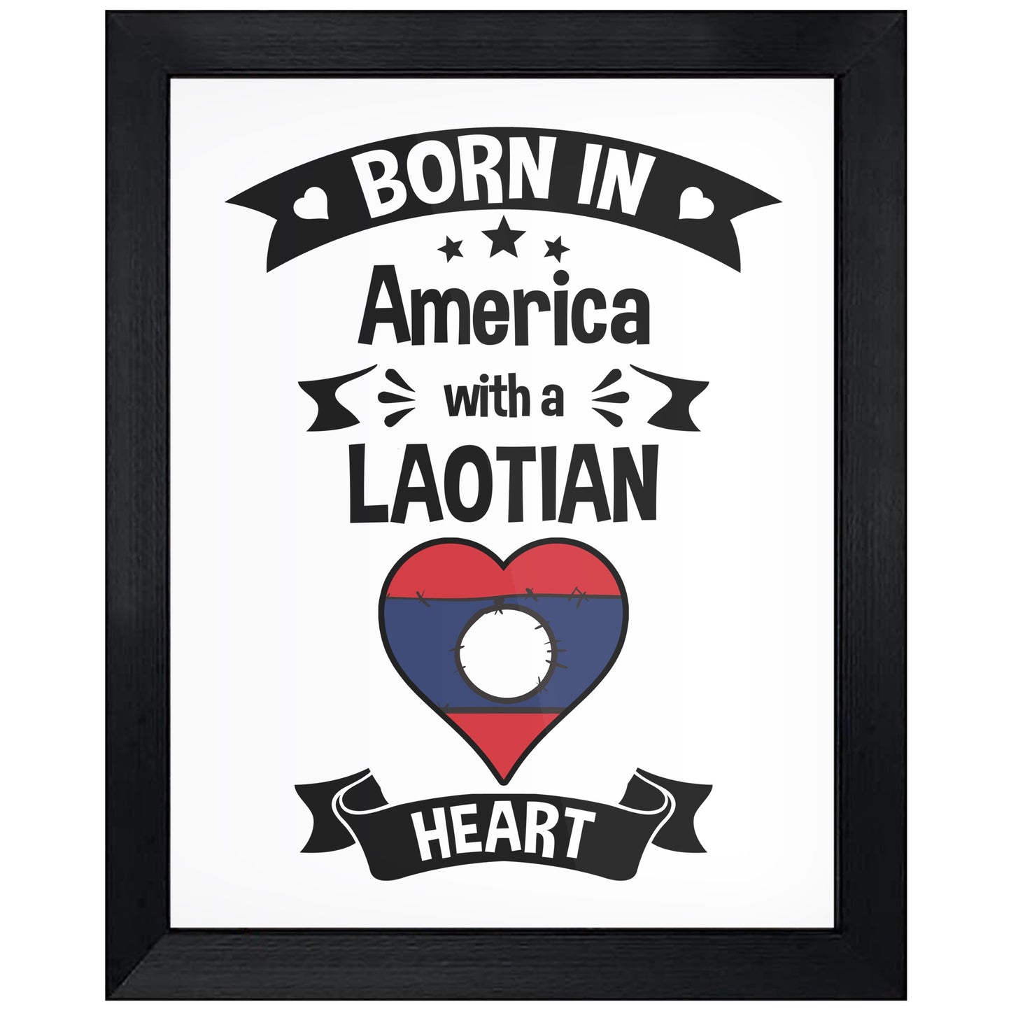 Born In America With A Laotian Heart Baby Nursery 8"x10" Wall Art Print