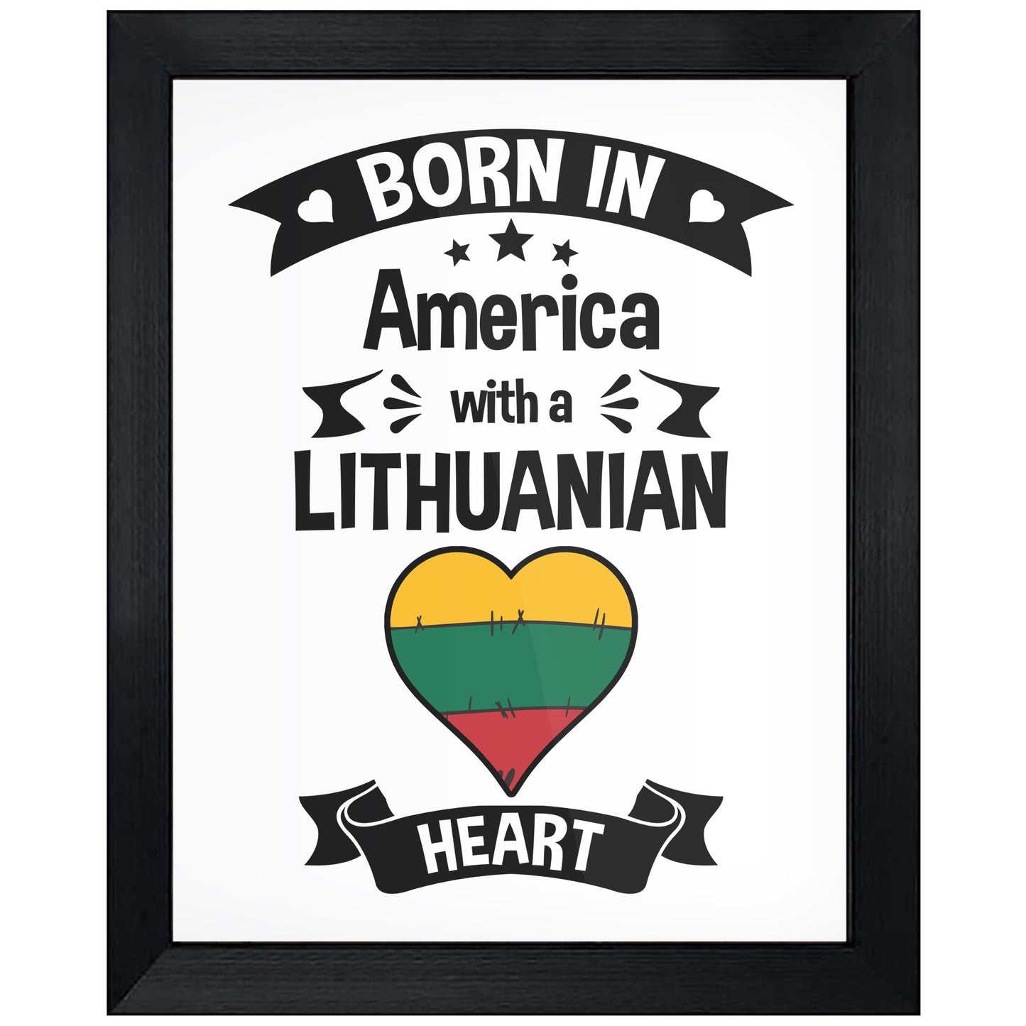 Born In America With A Lithuanian Heart Baby Nursery 8"x10" Wall Art Print