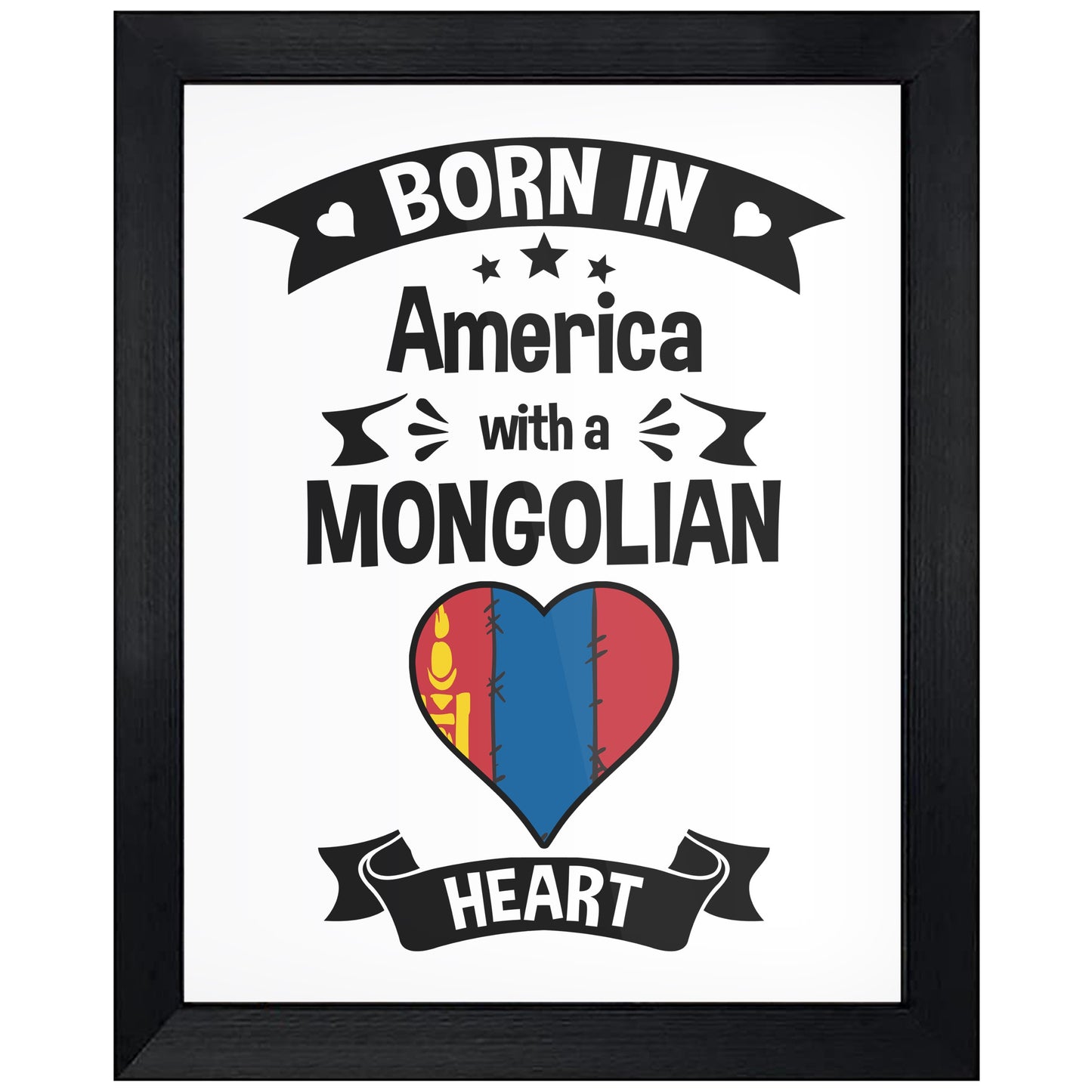 Born In America With A Mongolian Heart Baby Nursery 8"x10" Wall Art Print