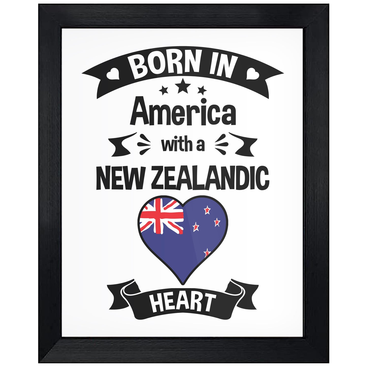 Born In America With A New Zealandic Heart Baby Nursery 8"x10" Wall Art Print